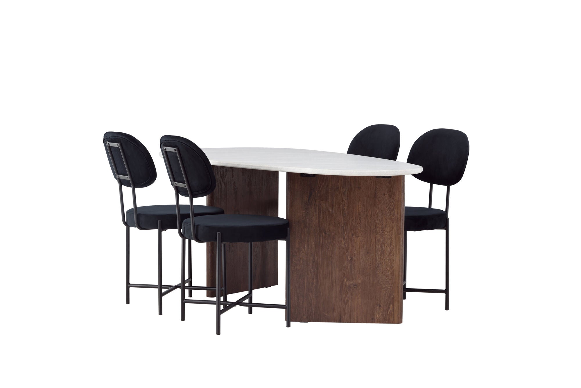 Venture Home Grönvik spisebord 180*75 - Mocca / Offwhite Concretelook MDF +Stella Spisebordsstol - Black / Black Velvet _4