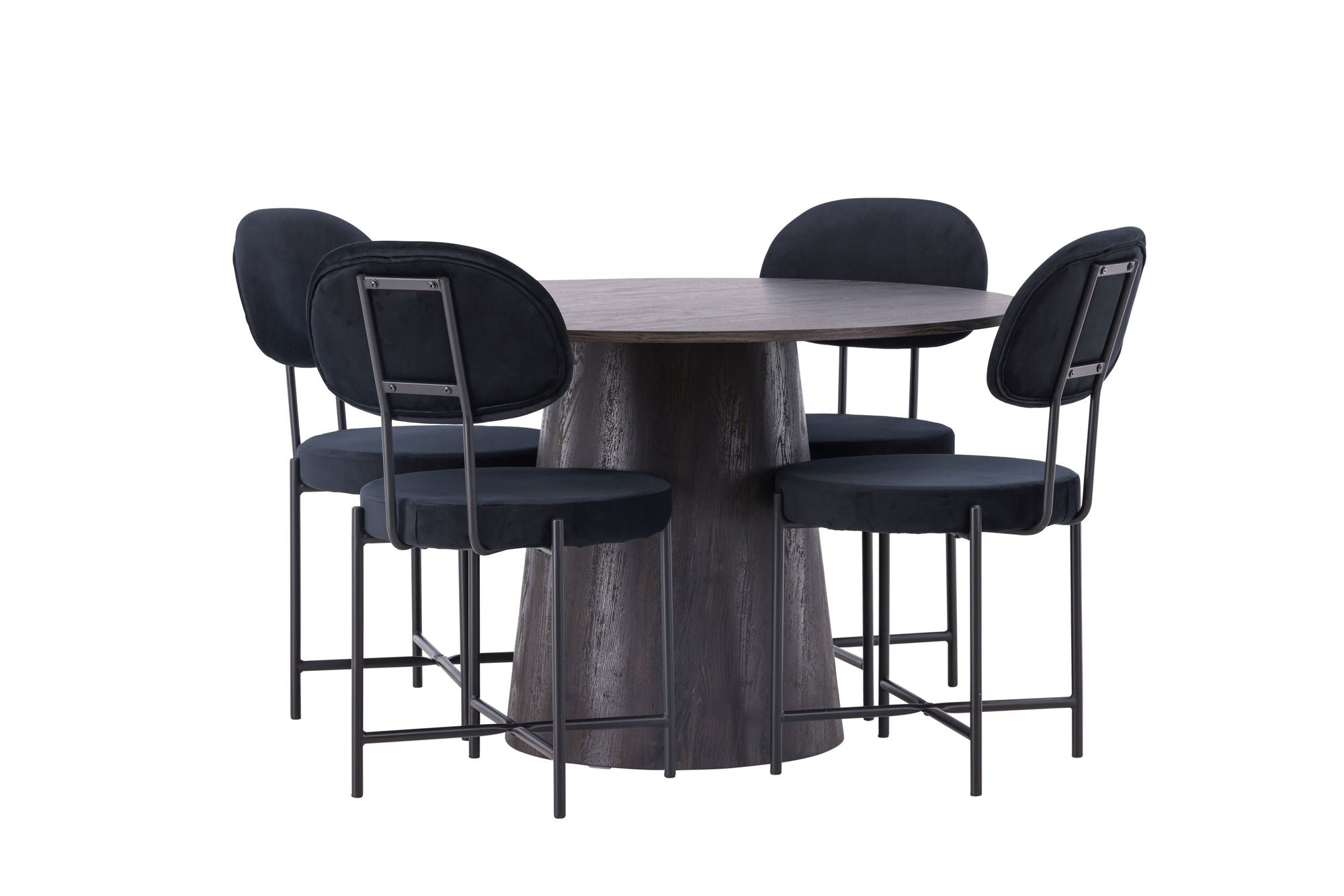 Venture Home Lanzo spisebord φ120 - Mocca/Mocca +Stella Spisebordsstol - Black / Black Velvet _4