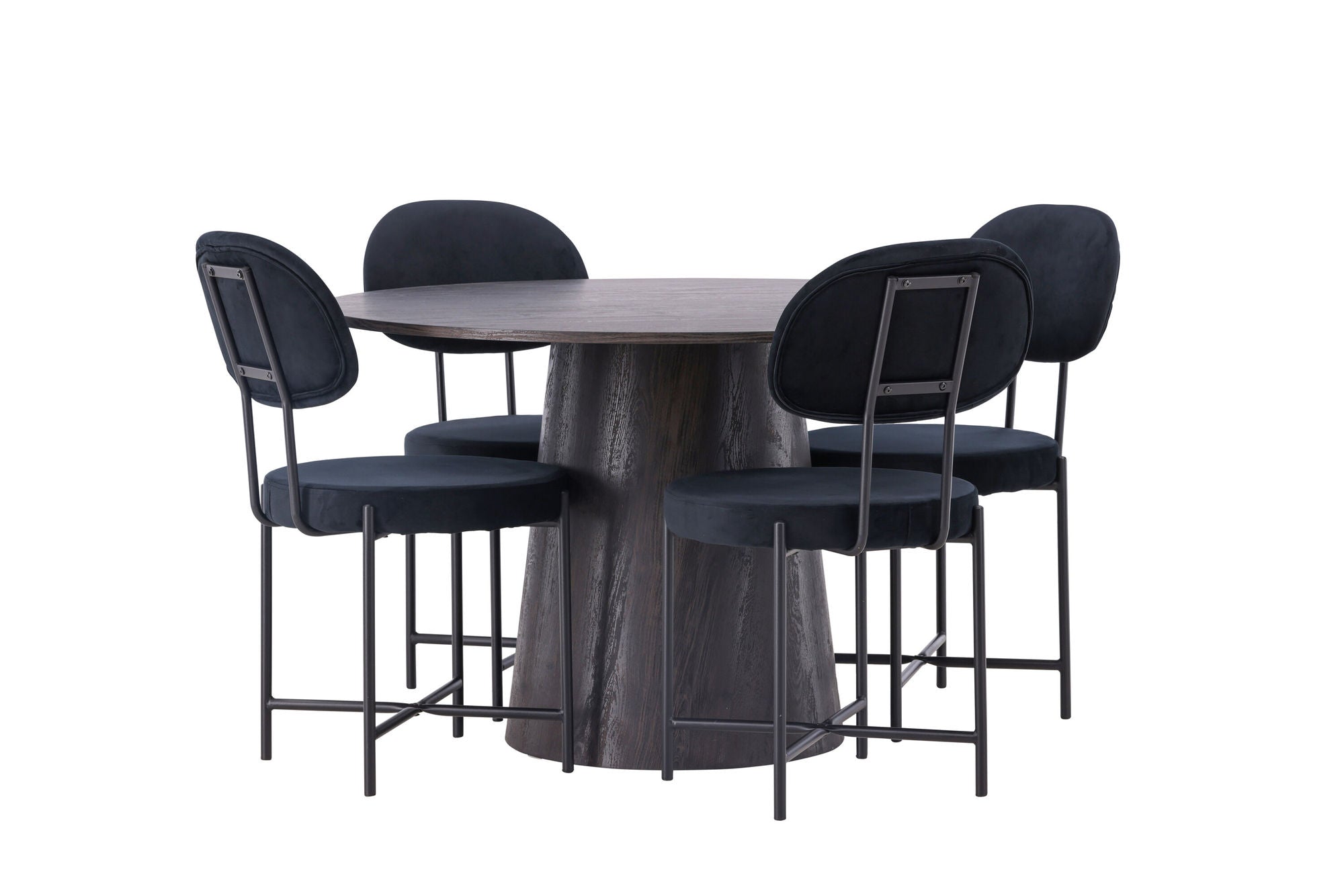 Venture Home Lanzo spisebord φ120 - Mocca/Mocca +Stella Spisebordsstol - Black / Black Velvet _4