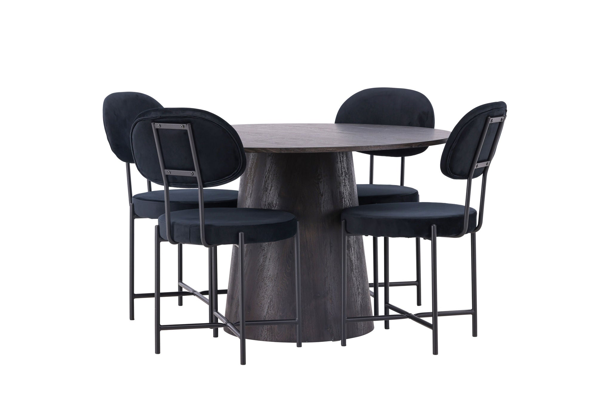 Venture Home Lanzo spisebord φ120 - Mocca/Mocca +Stella Spisebordsstol - Black / Black Velvet _4
