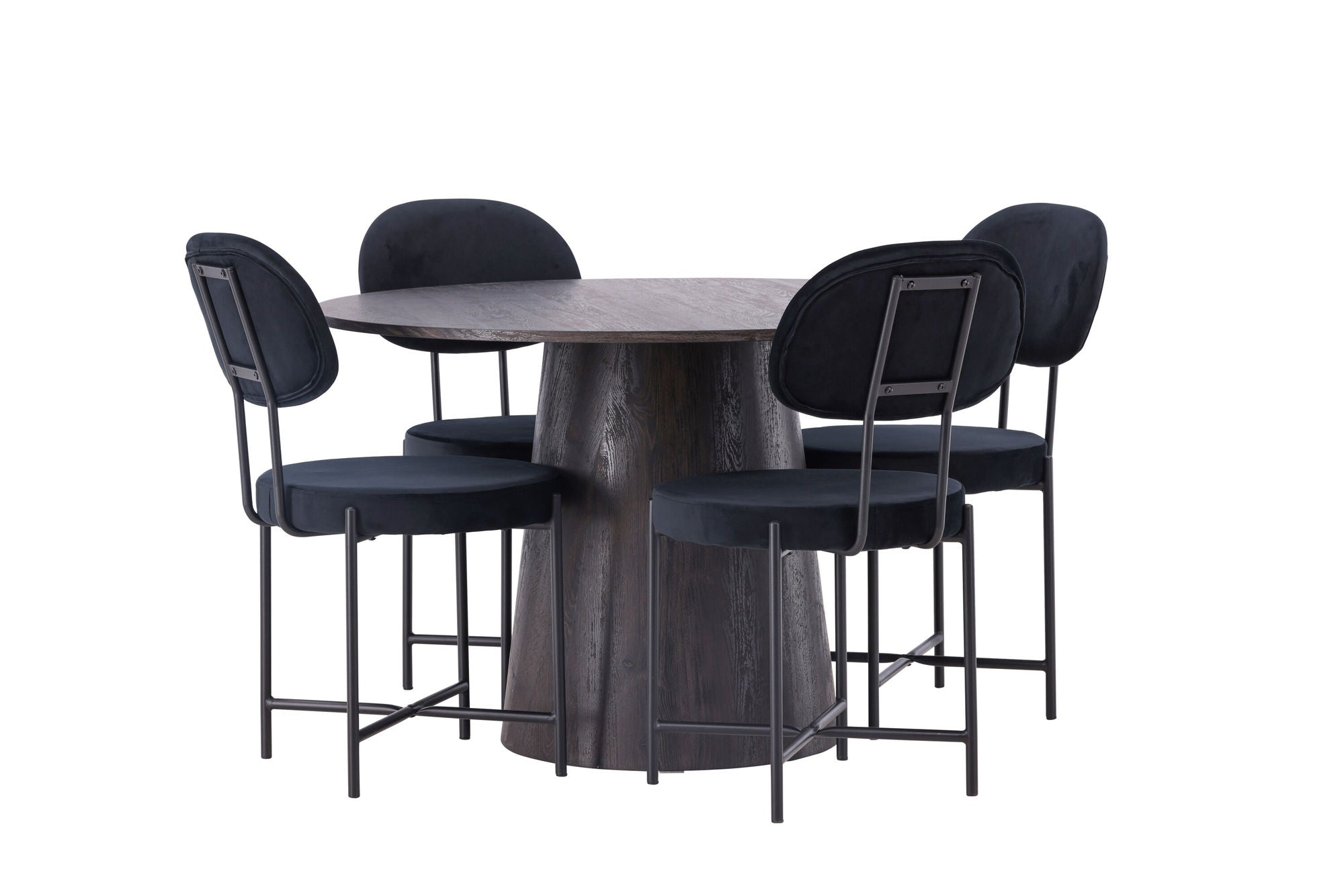 Venture Home Lanzo spisebord φ120 - Mocca/Mocca +Stella Spisebordsstol - Black / Black Velvet _4