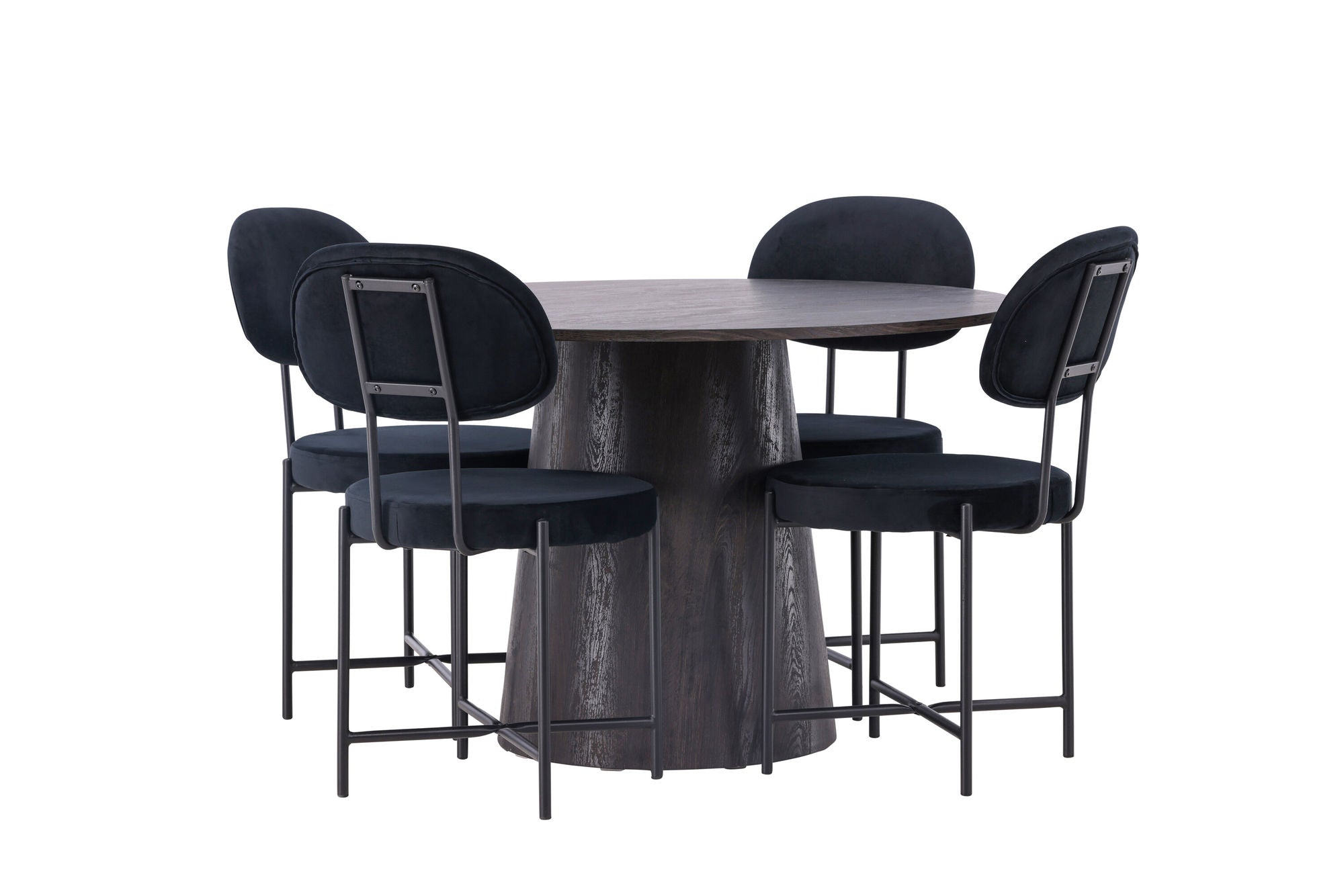 Venture Home Lanzo spisebord φ120 - Mocca/Mocca +Stella Spisebordsstol - Black / Black Velvet _4