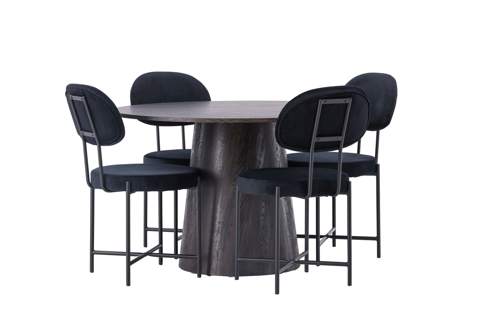 Venture Home Lanzo spisebord φ120 - Mocca/Mocca +Stella Spisebordsstol - Black / Black Velvet _4