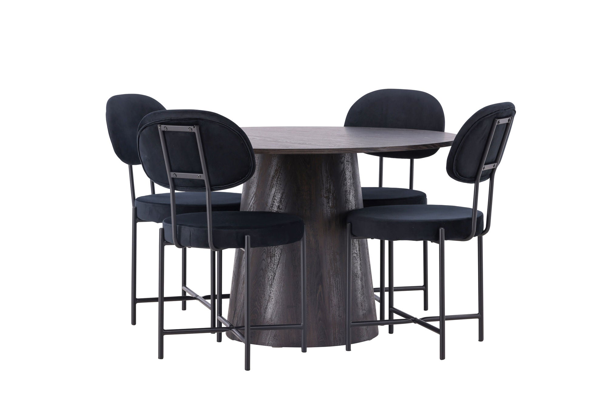 Venture Home Lanzo spisebord φ120 - Mocca/Mocca +Stella Spisebordsstol - Black / Black Velvet _4