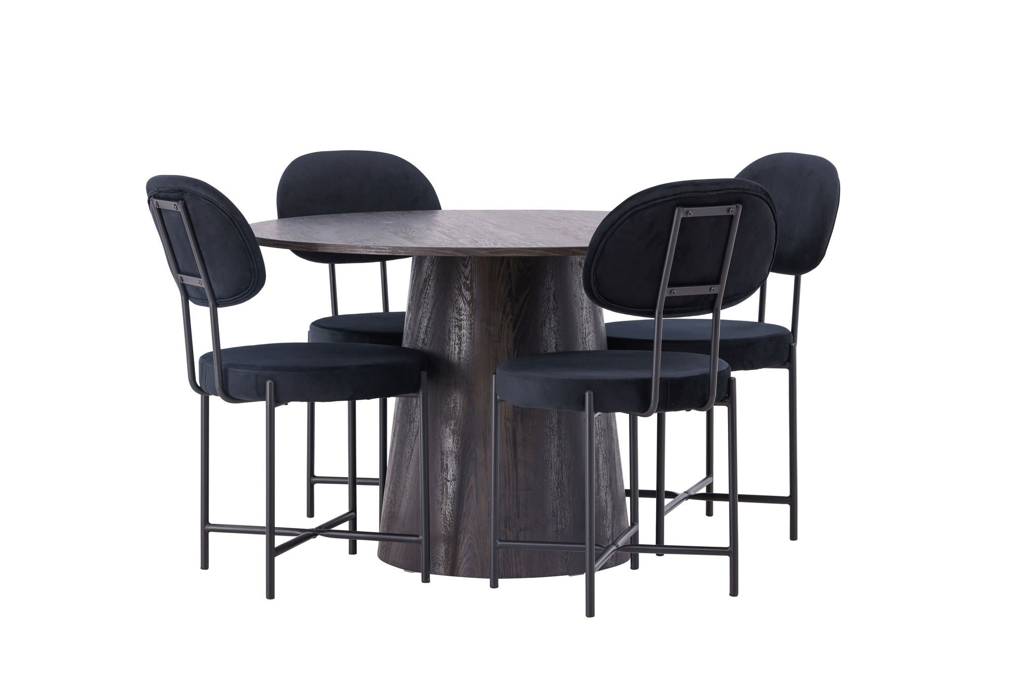 Venture Home Lanzo spisebord φ120 - Mocca/Mocca +Stella Spisebordsstol - Black / Black Velvet _4