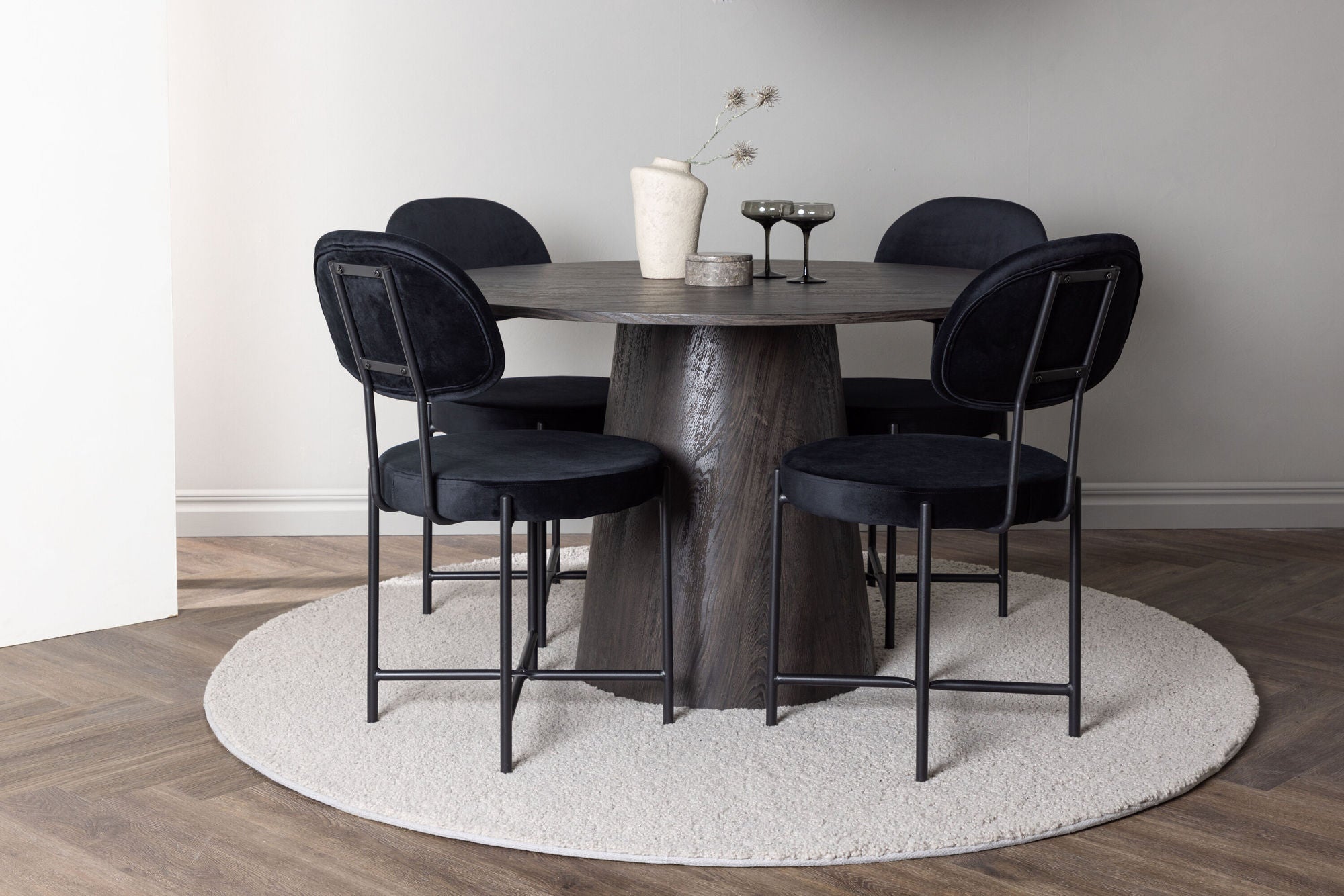 Venture Home Lanzo spisebord φ120 - Mocca/Mocca +Stella Spisebordsstol - Black / Black Velvet _4