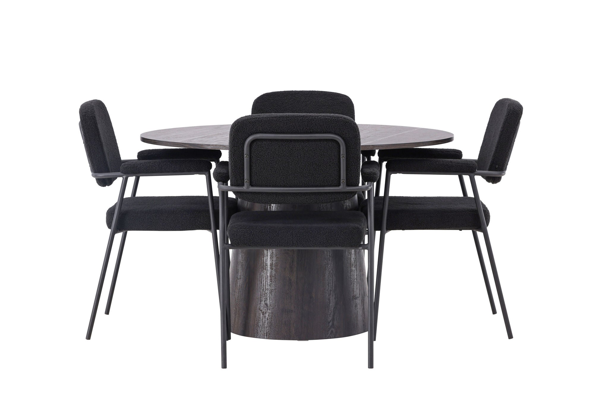 Venture Home Lanzo spisebord φ120 - Mocca/Mocca +Yesterday Spisebordsstol - Black / Black Boucle _4