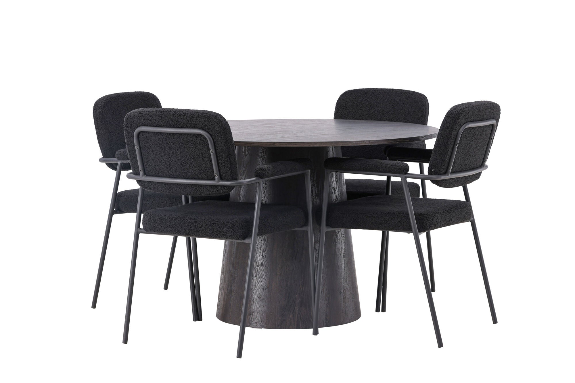 Venture Home Lanzo spisebord φ120 - Mocca/Mocca +Yesterday Spisebordsstol - Black / Black Boucle _4
