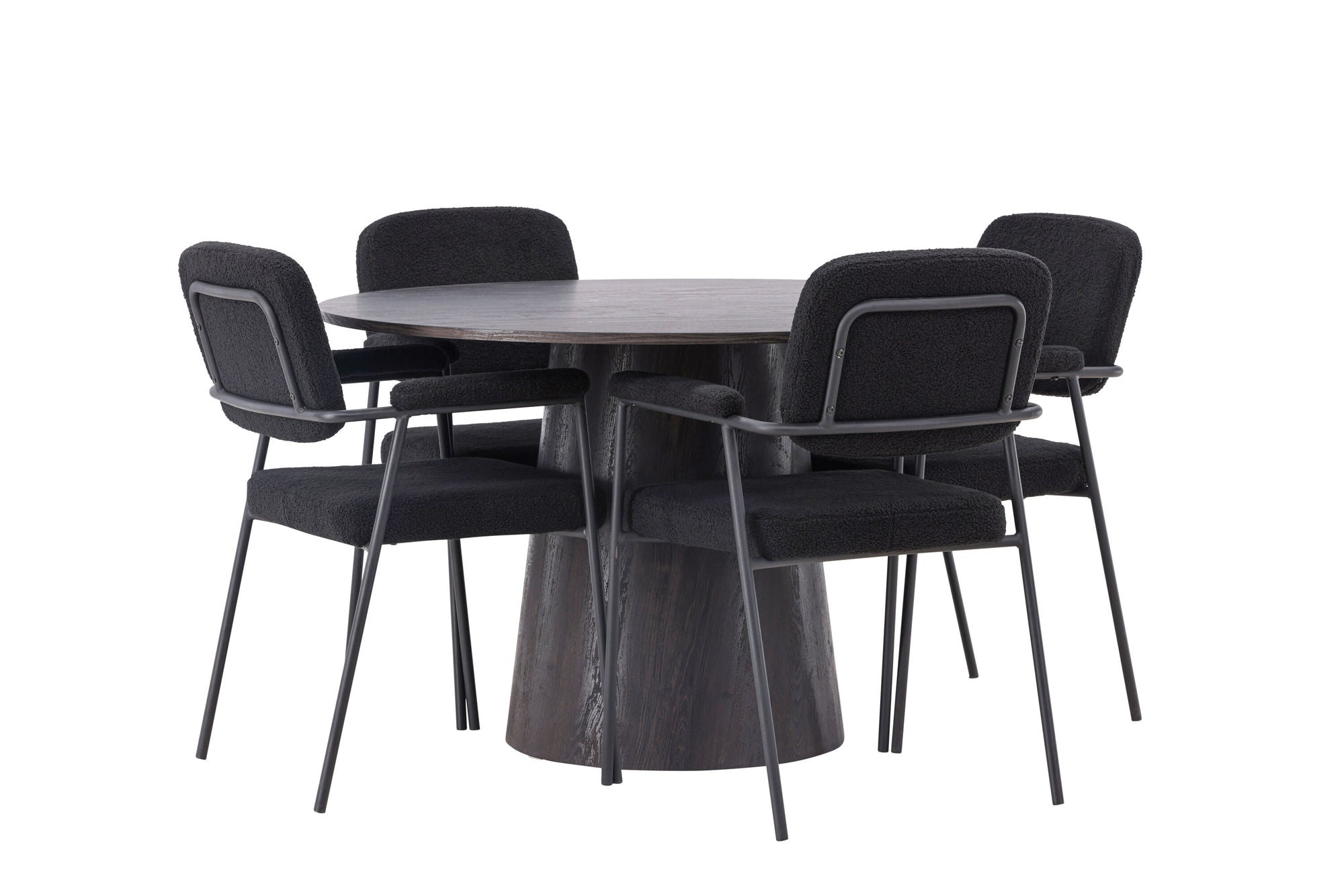 Venture Home Lanzo spisebord φ120 - Mocca/Mocca +Yesterday Spisebordsstol - Black / Black Boucle _4