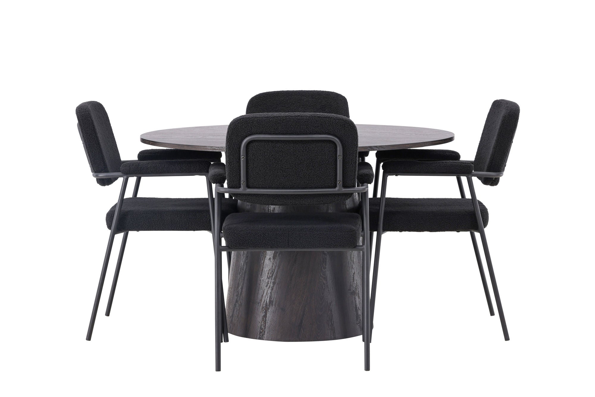 Venture Home Lanzo spisebord φ120 - Mocca/Mocca +Yesterday Spisebordsstol - Black / Black Boucle _4