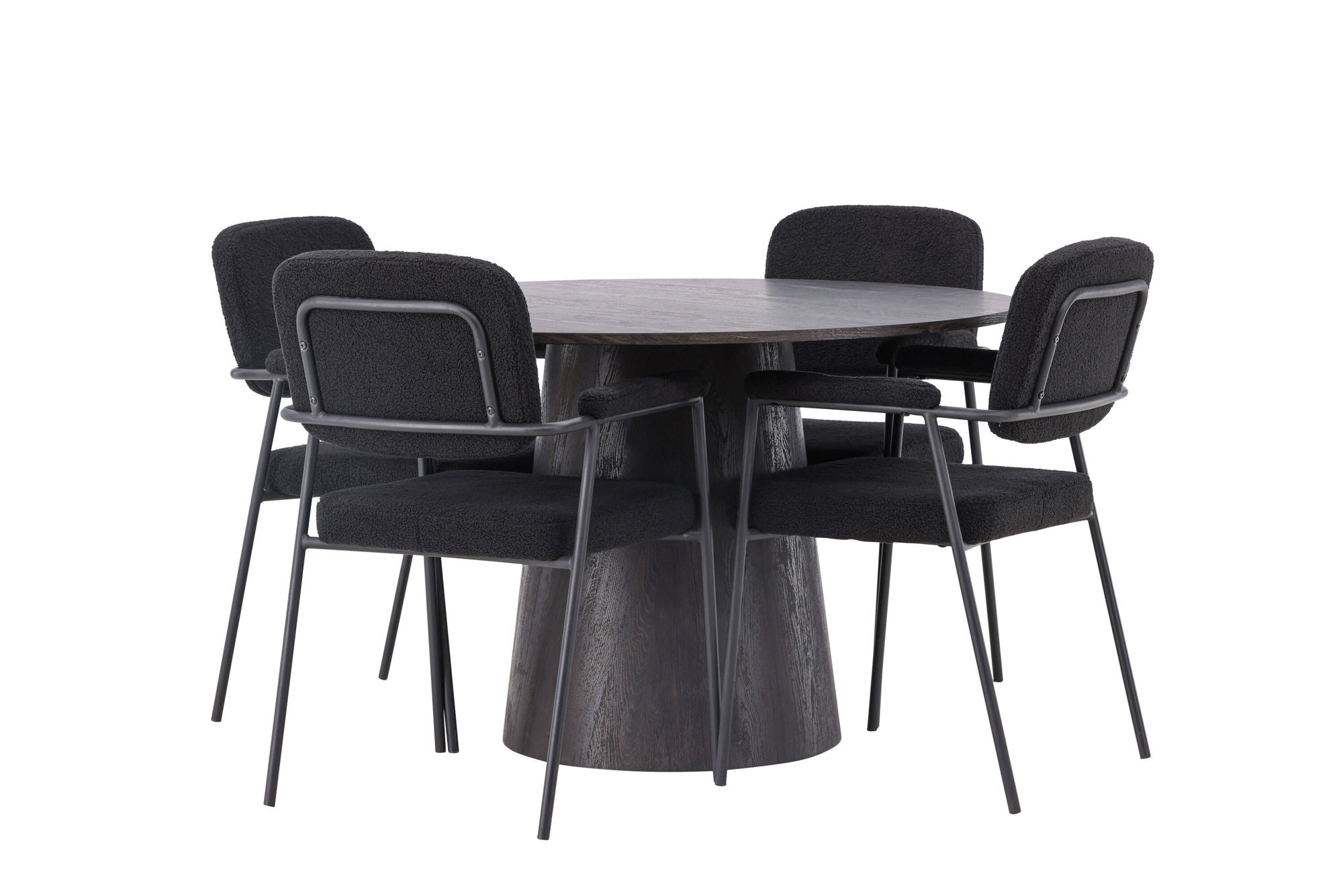 Venture Home Lanzo spisebord φ120 - Mocca/Mocca +Yesterday Spisebordsstol - Black / Black Boucle _4