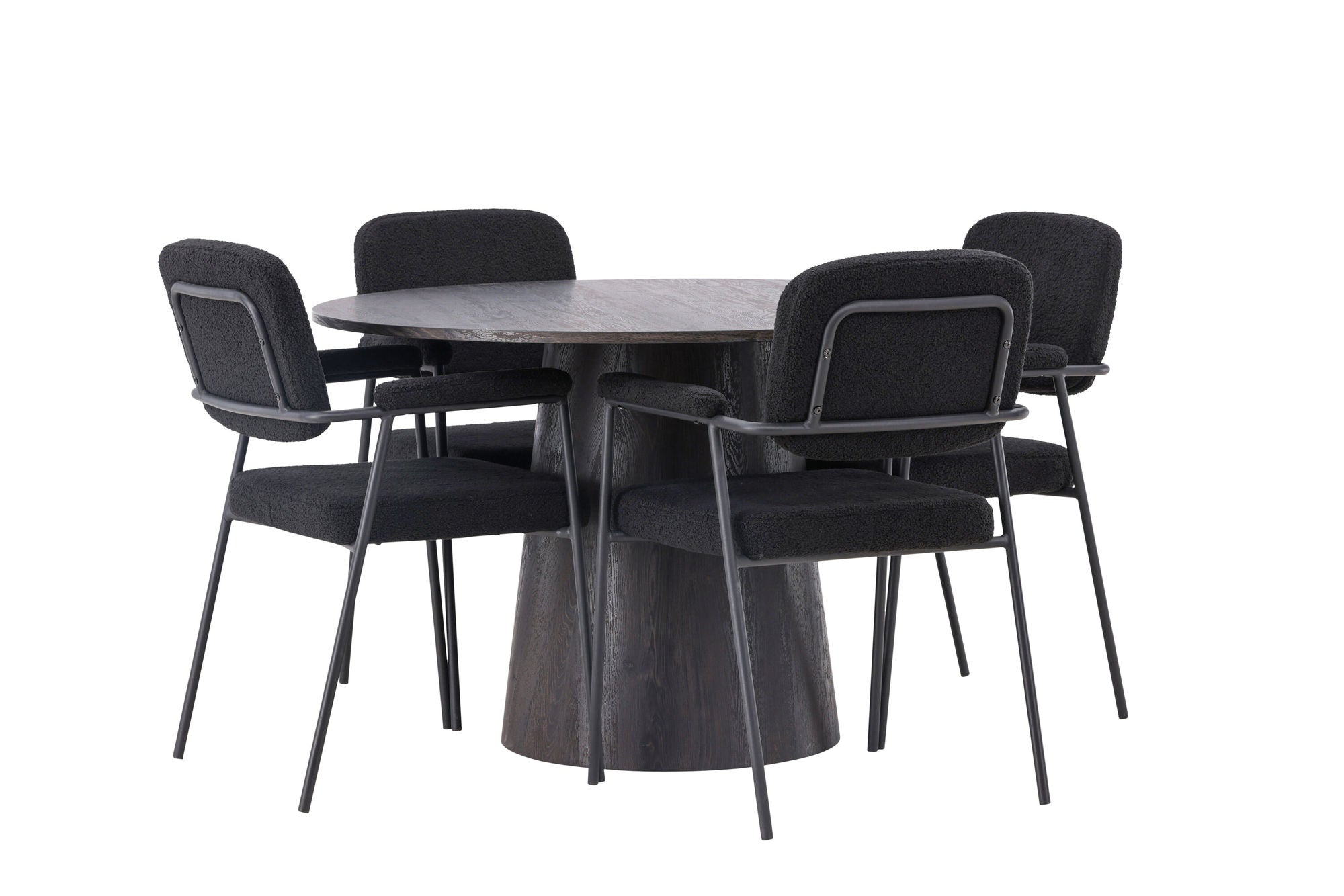 Venture Home Lanzo spisebord φ120 - Mocca/Mocca +Yesterday Spisebordsstol - Black / Black Boucle _4