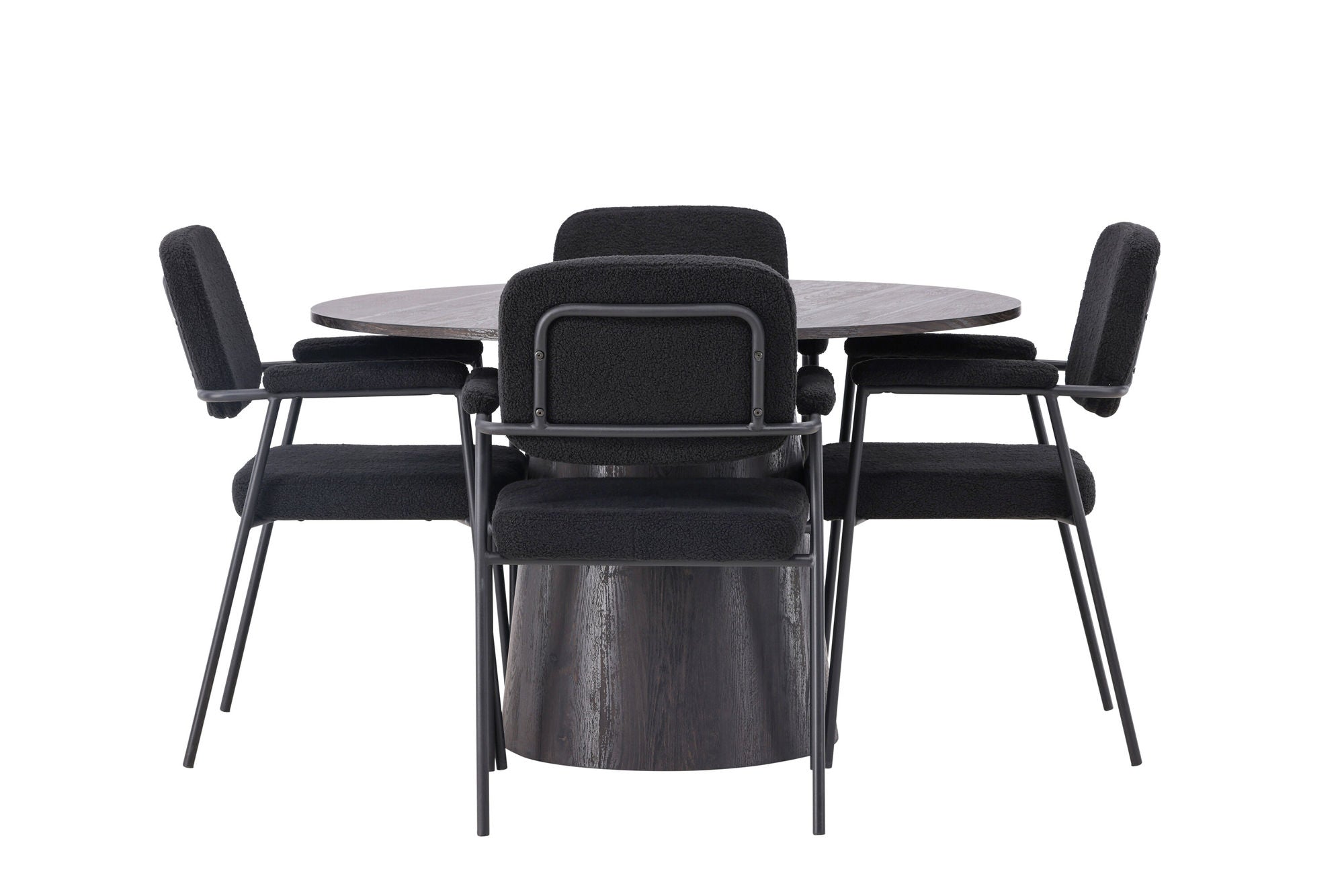 Venture Home Lanzo spisebord φ120 - Mocca/Mocca +Yesterday Spisebordsstol - Black / Black Boucle _4