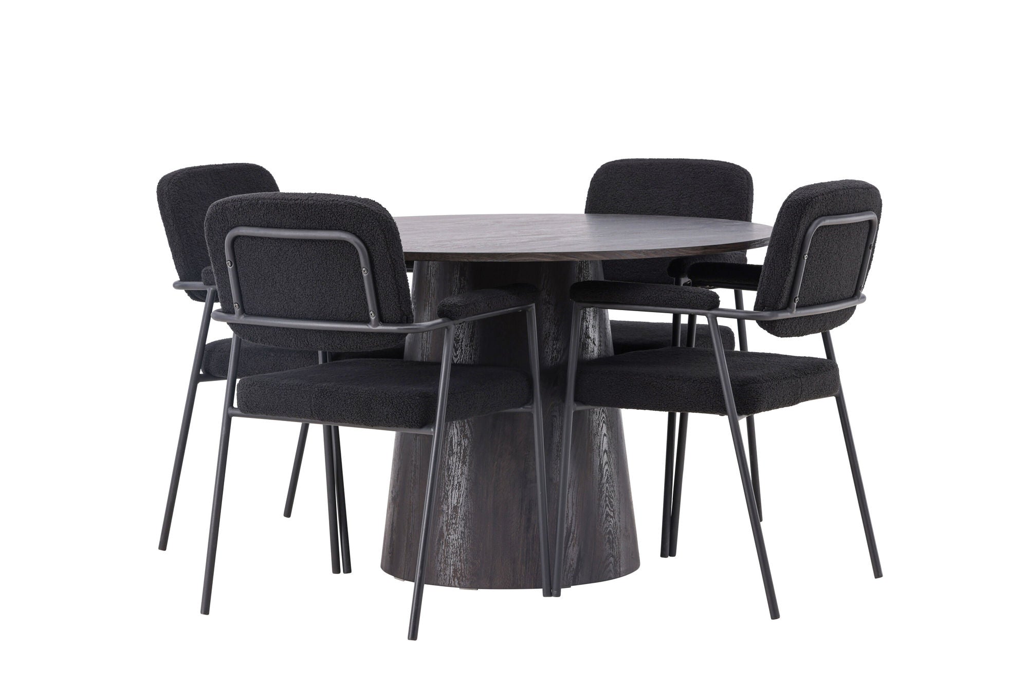 Venture Home Lanzo spisebord φ120 - Mocca/Mocca +Yesterday Spisebordsstol - Black / Black Boucle _4