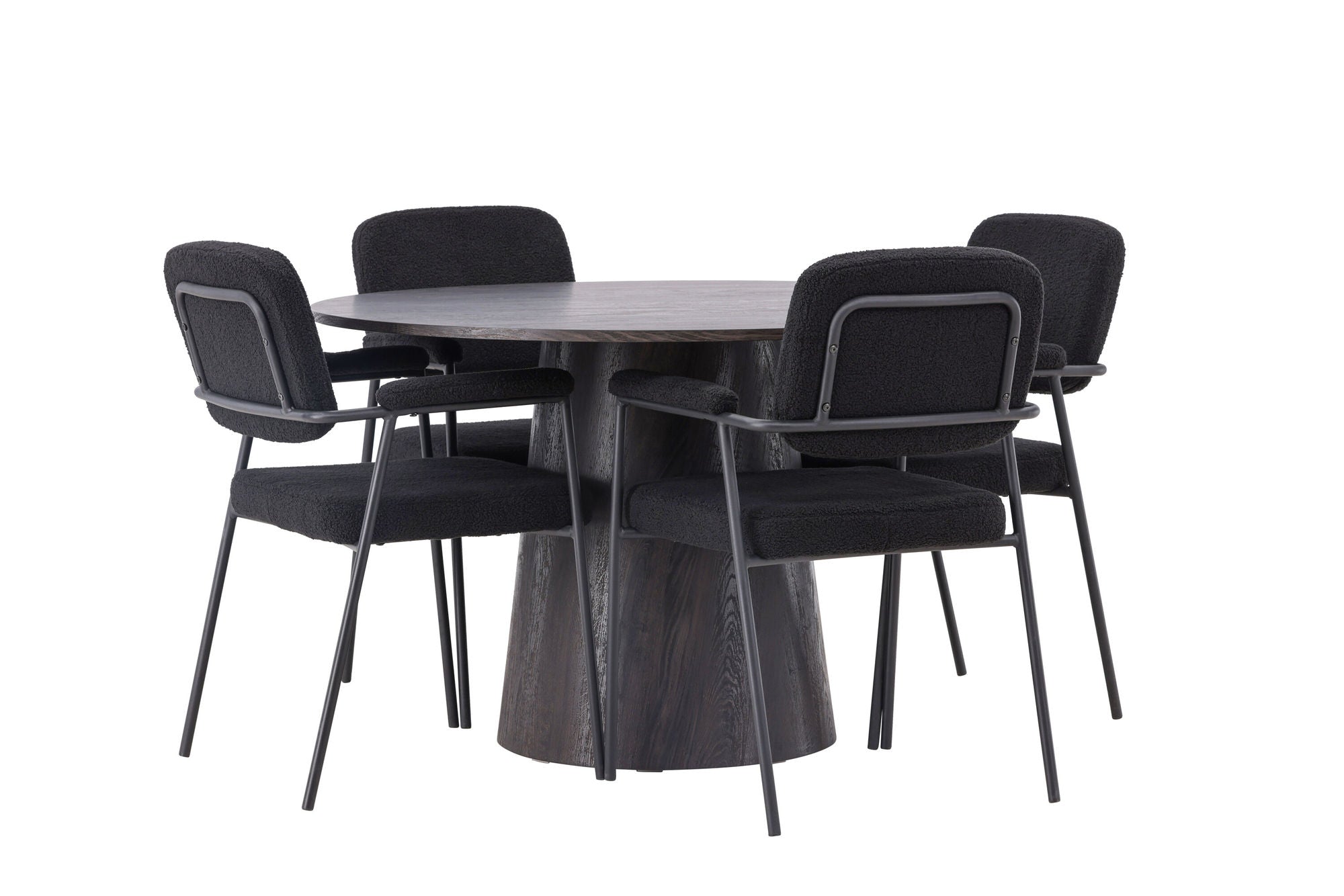 Venture Home Lanzo spisebord φ120 - Mocca/Mocca +Yesterday Spisebordsstol - Black / Black Boucle _4