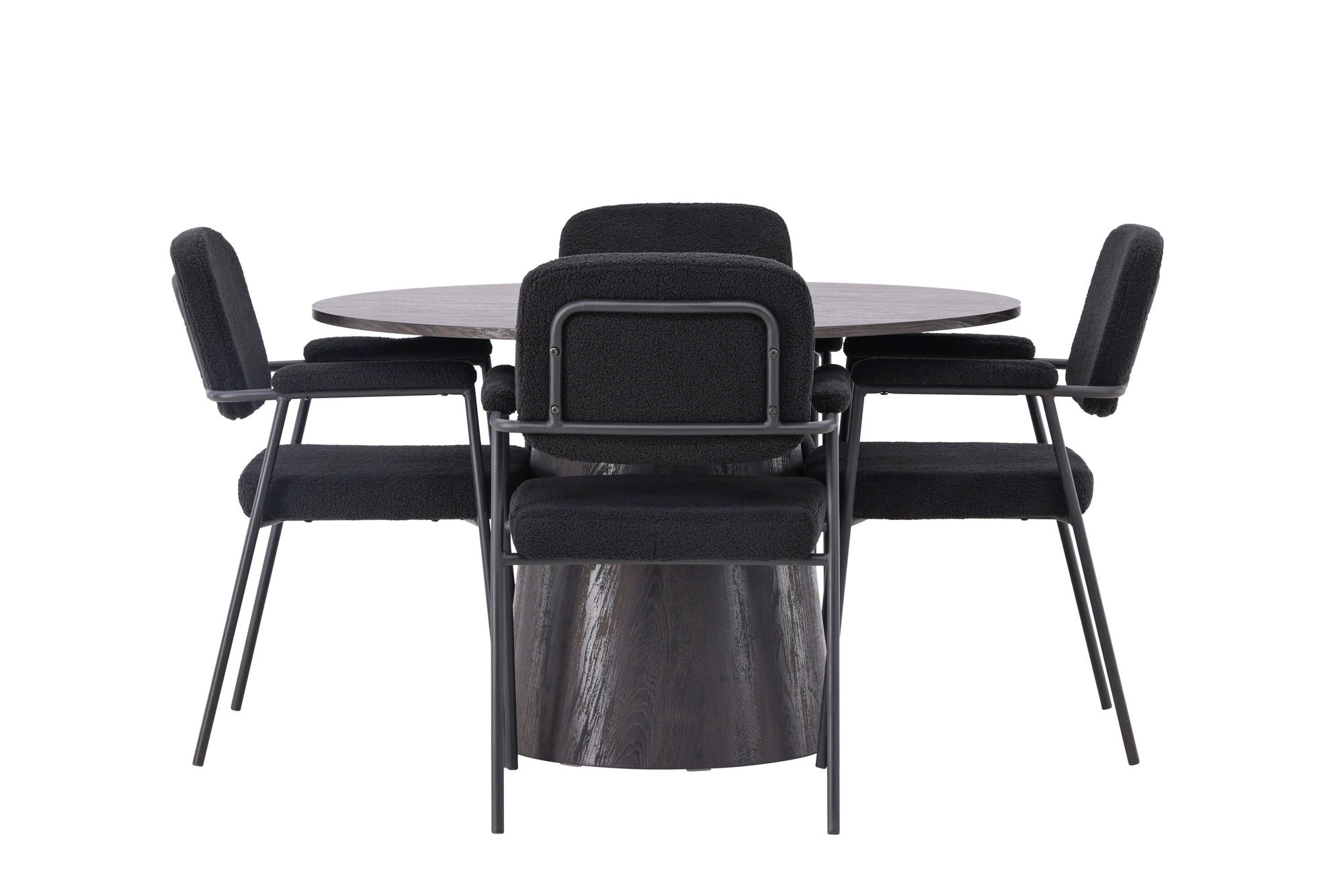 Venture Home Lanzo spisebord φ120 - Mocca/Mocca +Yesterday Spisebordsstol - Black / Black Boucle _4