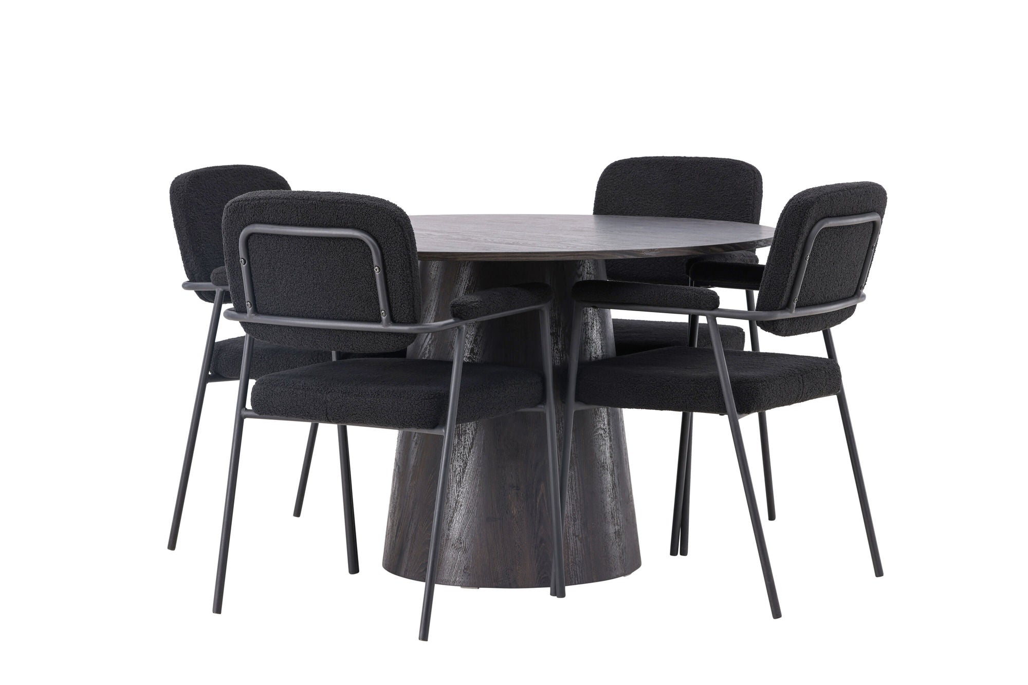 Venture Home Lanzo spisebord φ120 - Mocca/Mocca +Yesterday Spisebordsstol - Black / Black Boucle _4