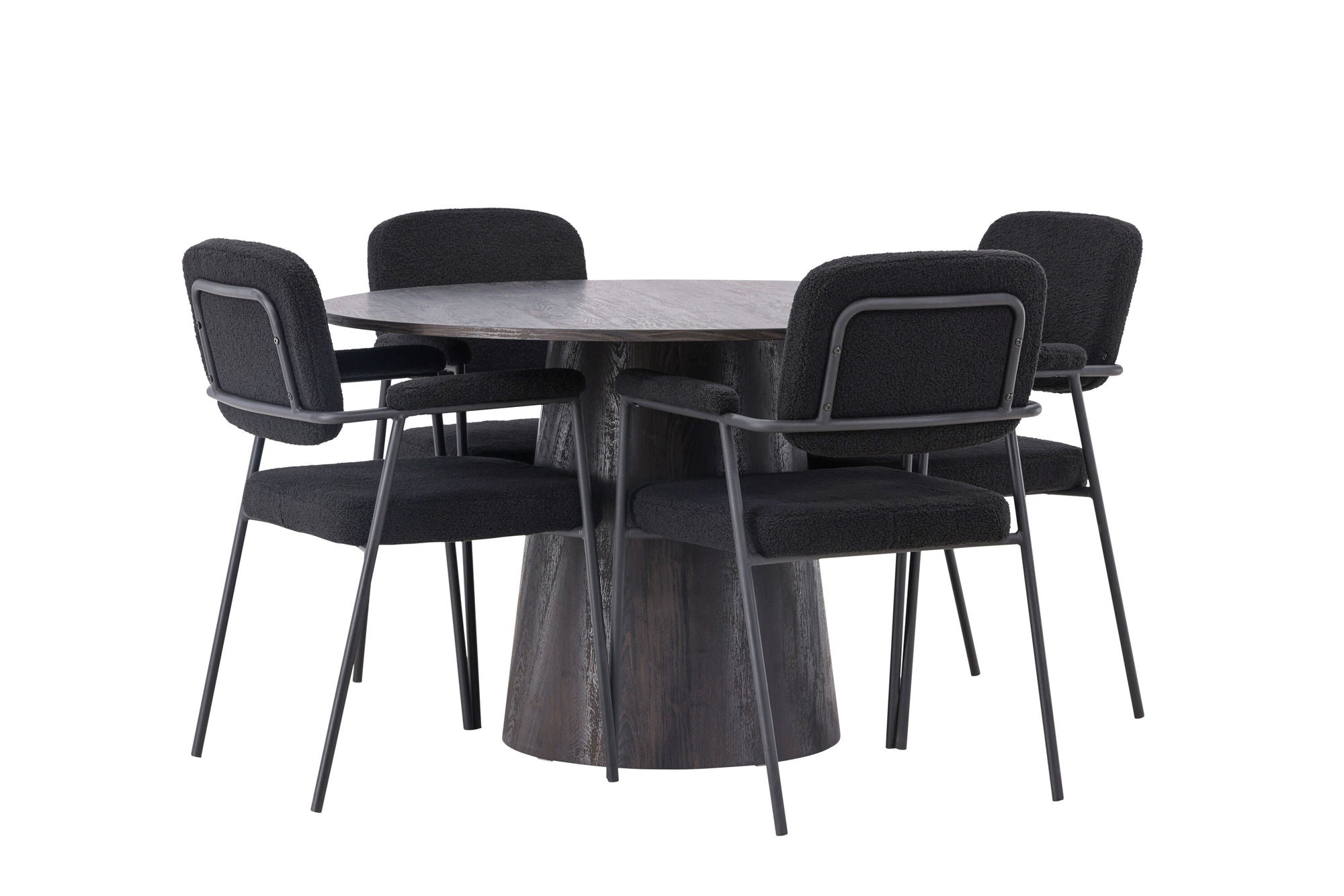 Venture Home Lanzo spisebord φ120 - Mocca/Mocca +Yesterday Spisebordsstol - Black / Black Boucle _4