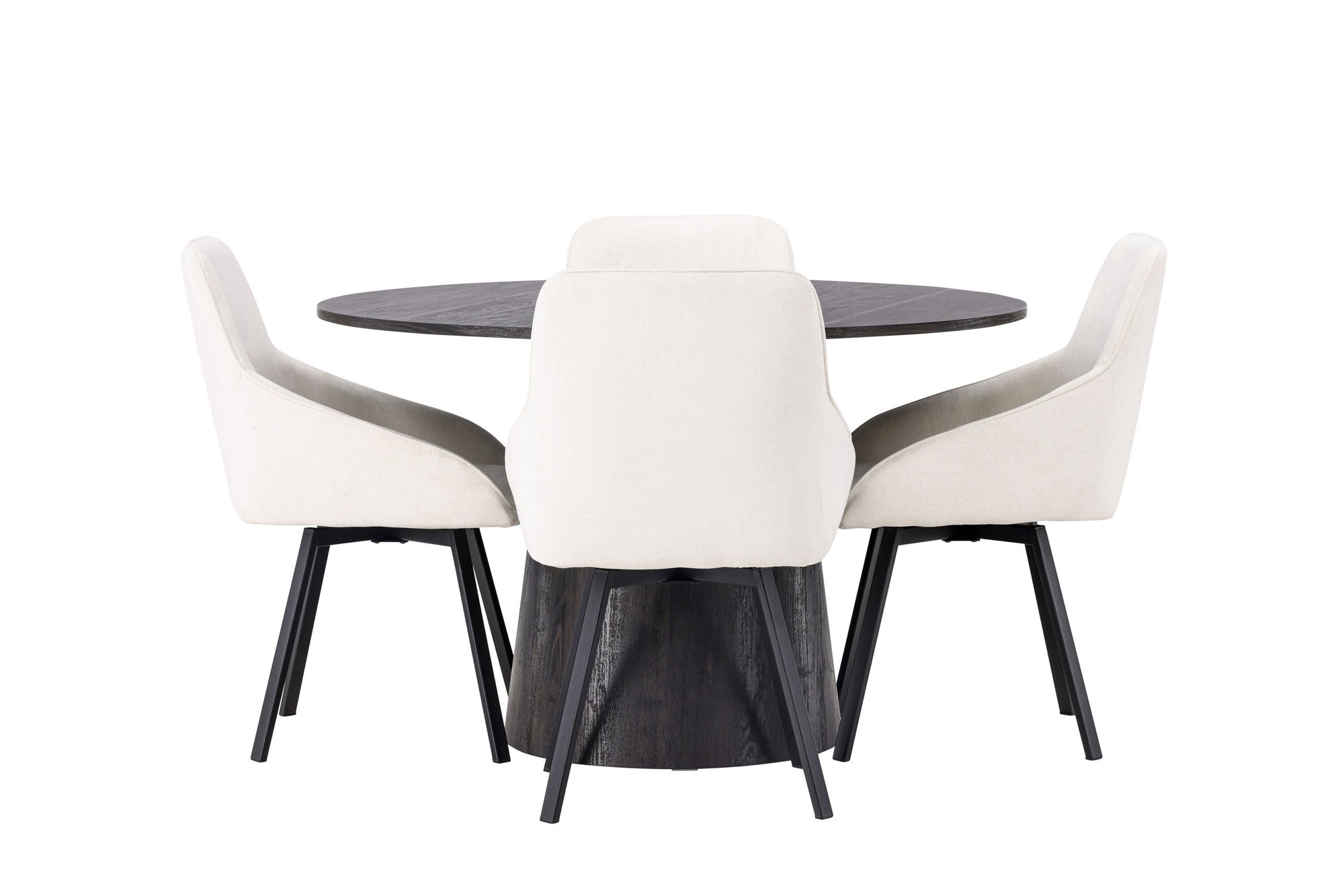 Venture Home Lanzo spisebord φ120 - Mocca/Mocca +Rosie Spisebordsstol - Black / Beige Fabric _4