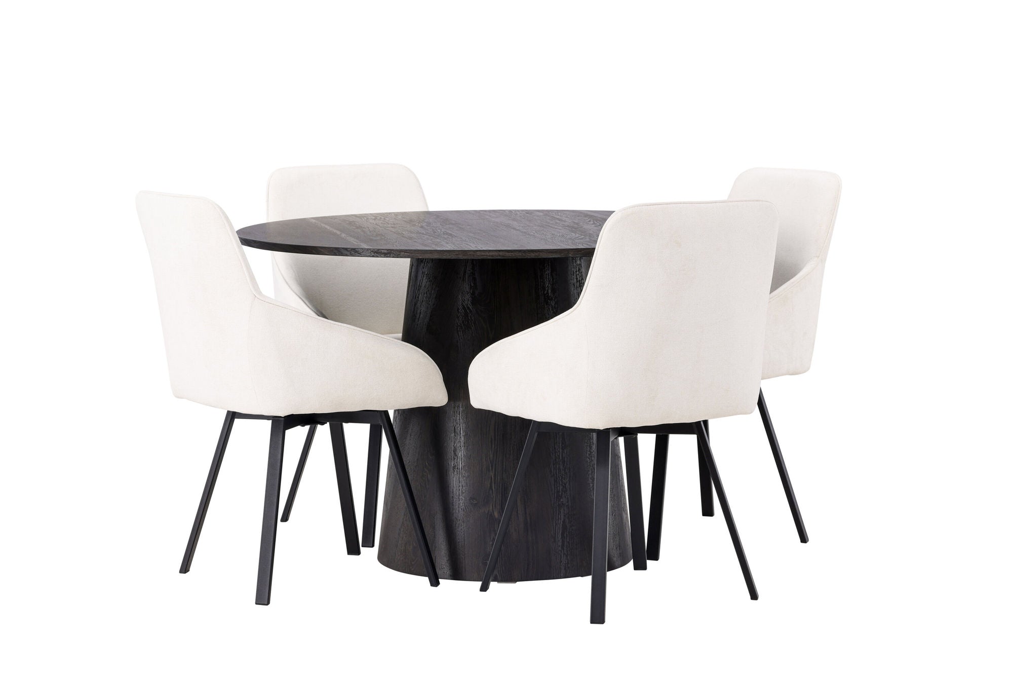Venture Home Lanzo spisebord φ120 - Mocca/Mocca +Rosie Spisebordsstol - Black / Beige Fabric _4