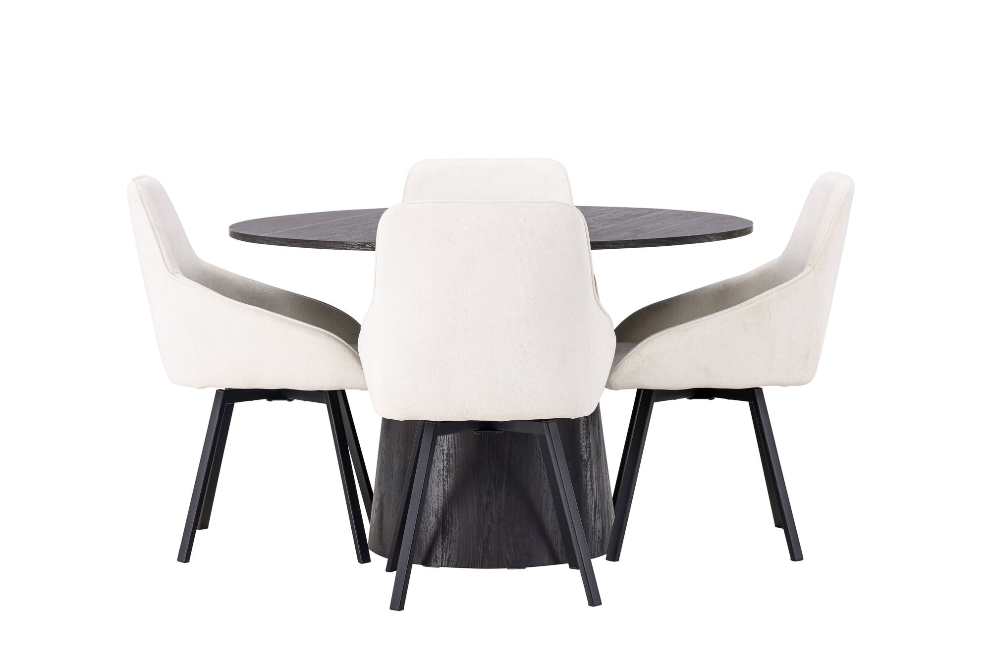 Venture Home Lanzo spisebord φ120 - Mocca/Mocca +Rosie Spisebordsstol - Black / Beige Fabric _4