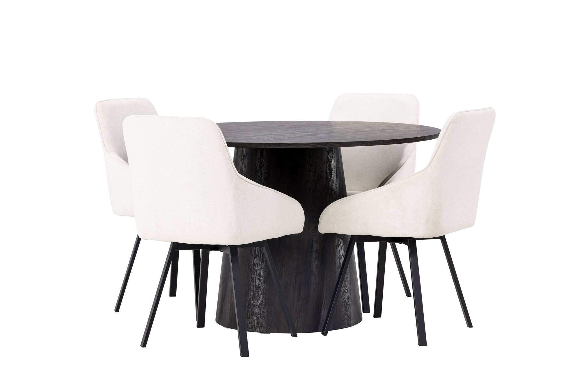 Venture Home Lanzo spisebord φ120 - Mocca/Mocca +Rosie Spisebordsstol - Black / Beige Fabric _4