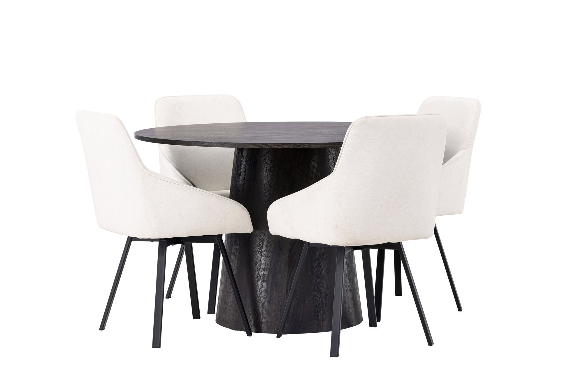 Venture Home Lanzo spisebord φ120 - Mocca/Mocca +Rosie Spisebordsstol - Black / Beige Fabric _4