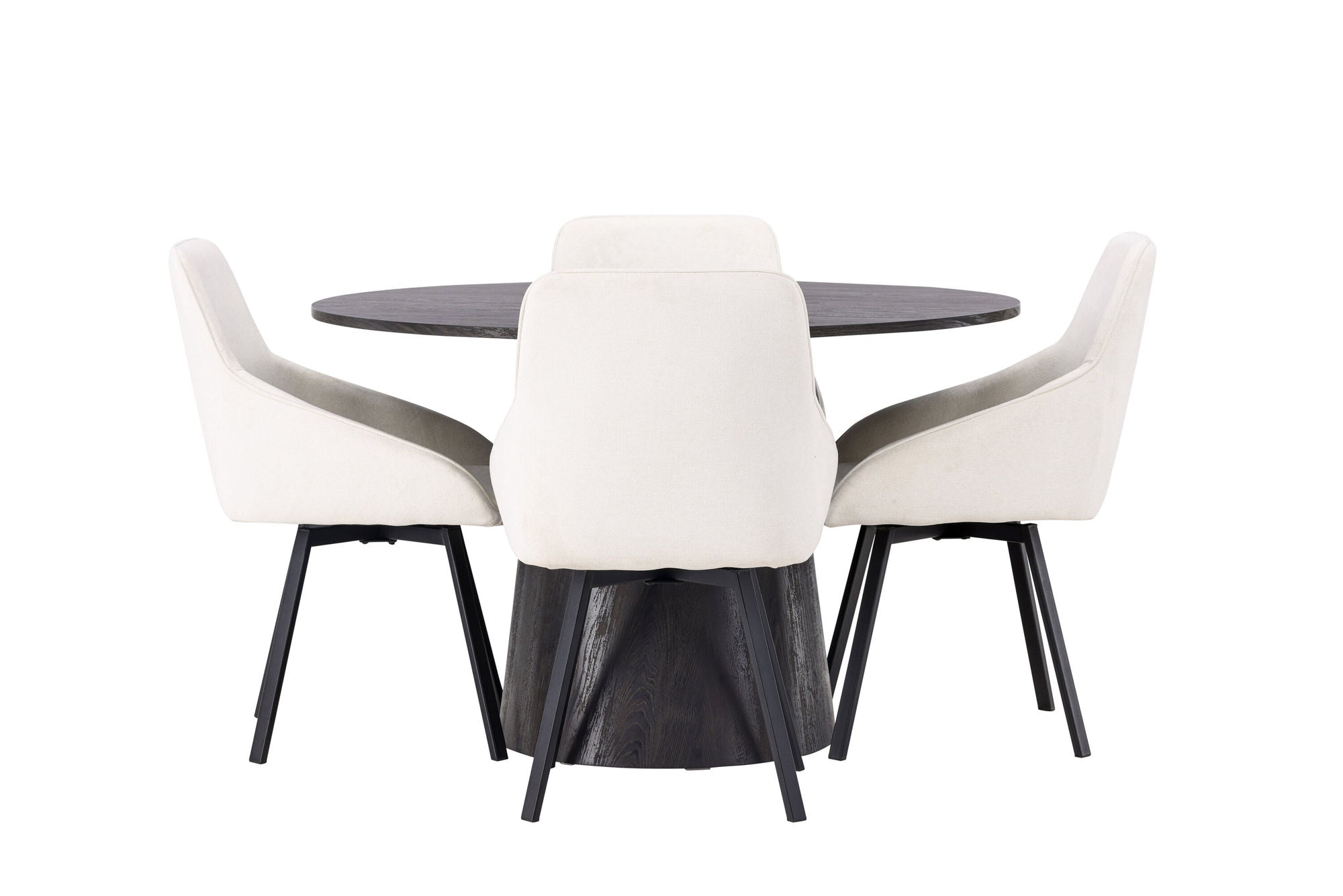 Venture Home Lanzo spisebord φ120 - Mocca/Mocca +Rosie Spisebordsstol - Black / Beige Fabric _4