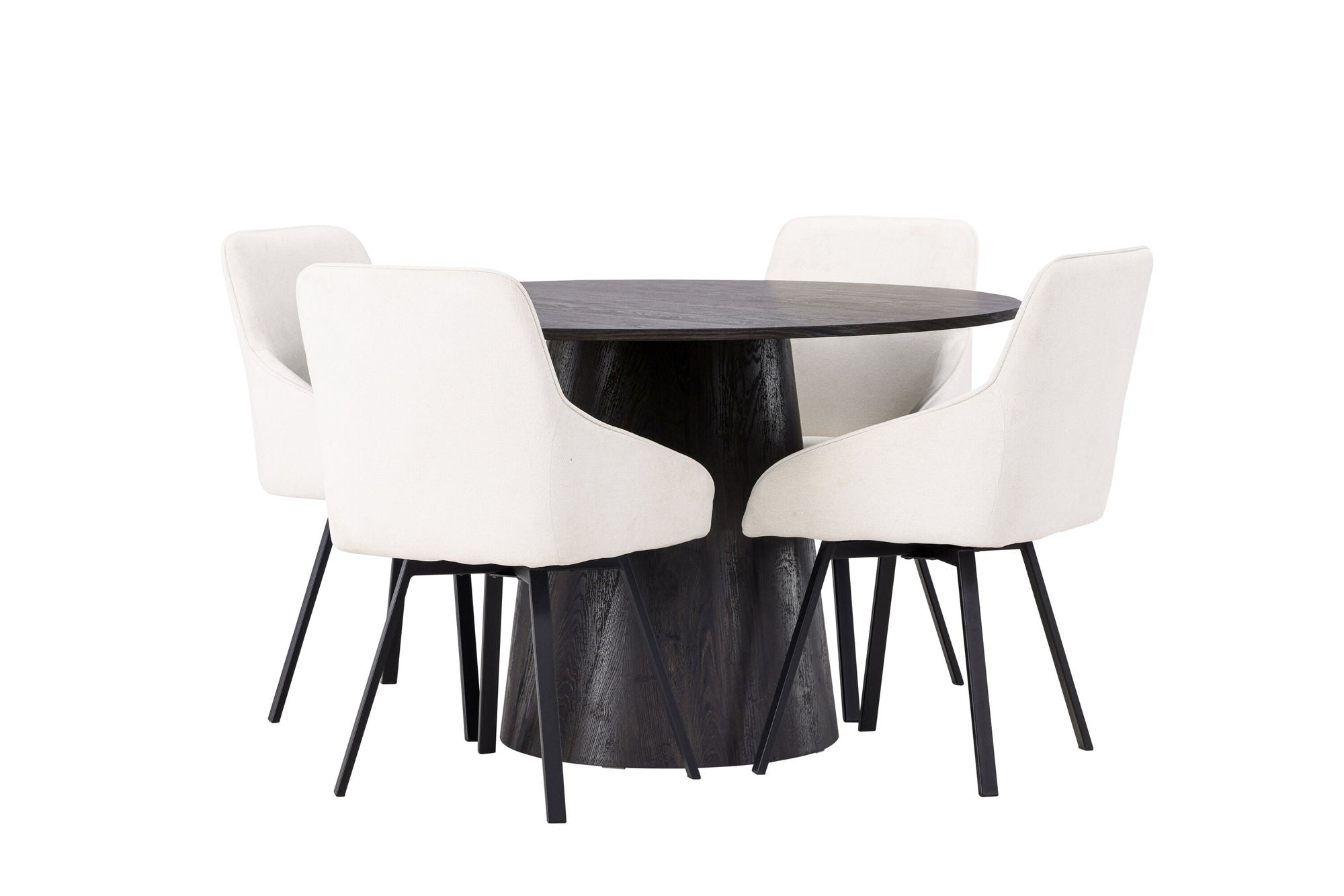 Venture Home Lanzo spisebord φ120 - Mocca/Mocca +Rosie Spisebordsstol - Black / Beige Fabric _4
