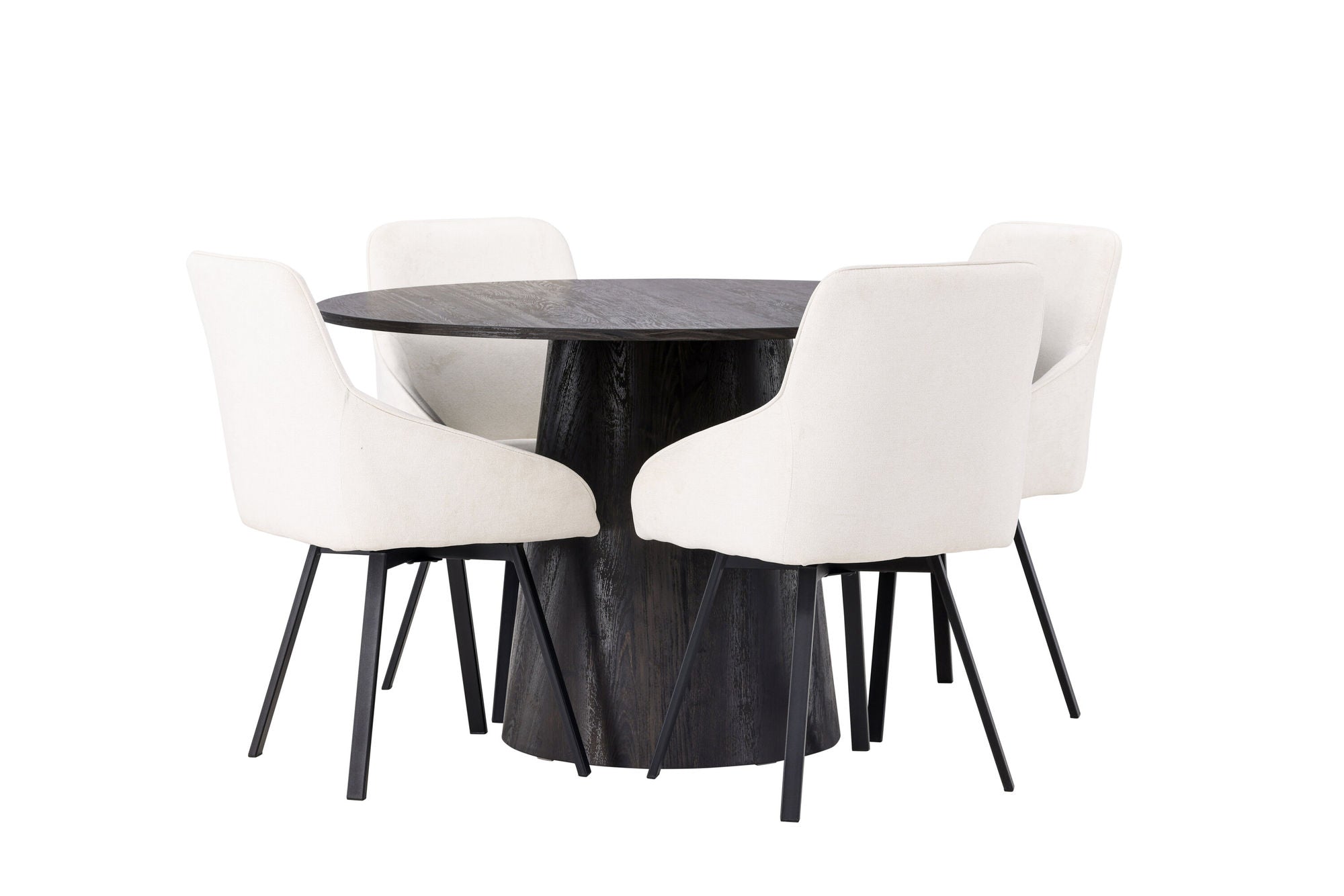 Venture Home Lanzo spisebord φ120 - Mocca/Mocca +Rosie Spisebordsstol - Black / Beige Fabric _4