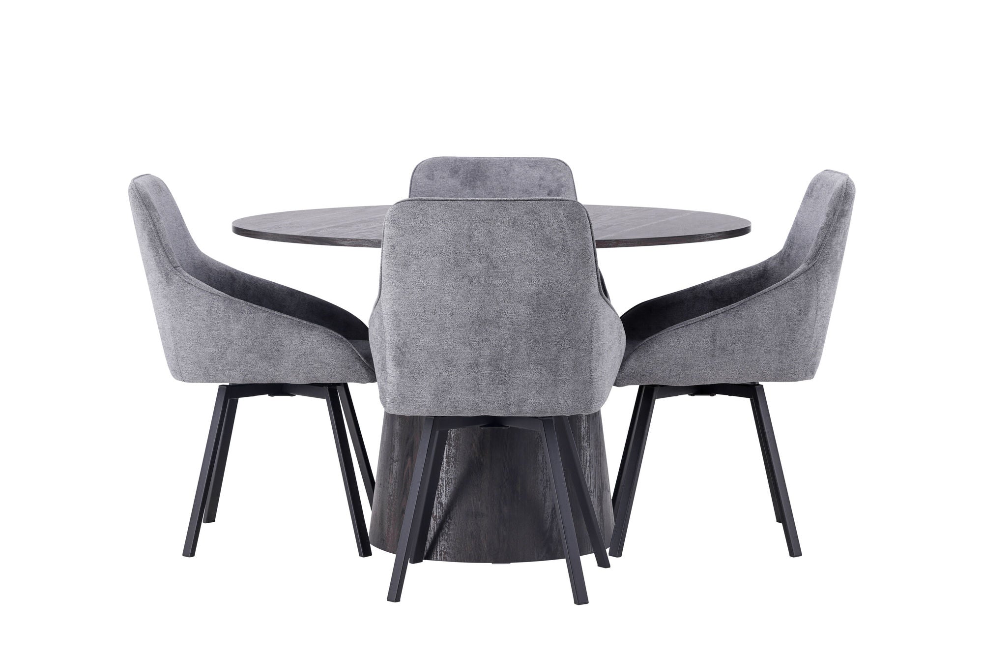 Venture Home Lanzo spisebord φ120 - Mocca/Mocca +Rosie Spisebordsstol - Black / Dark grey Fabric _4