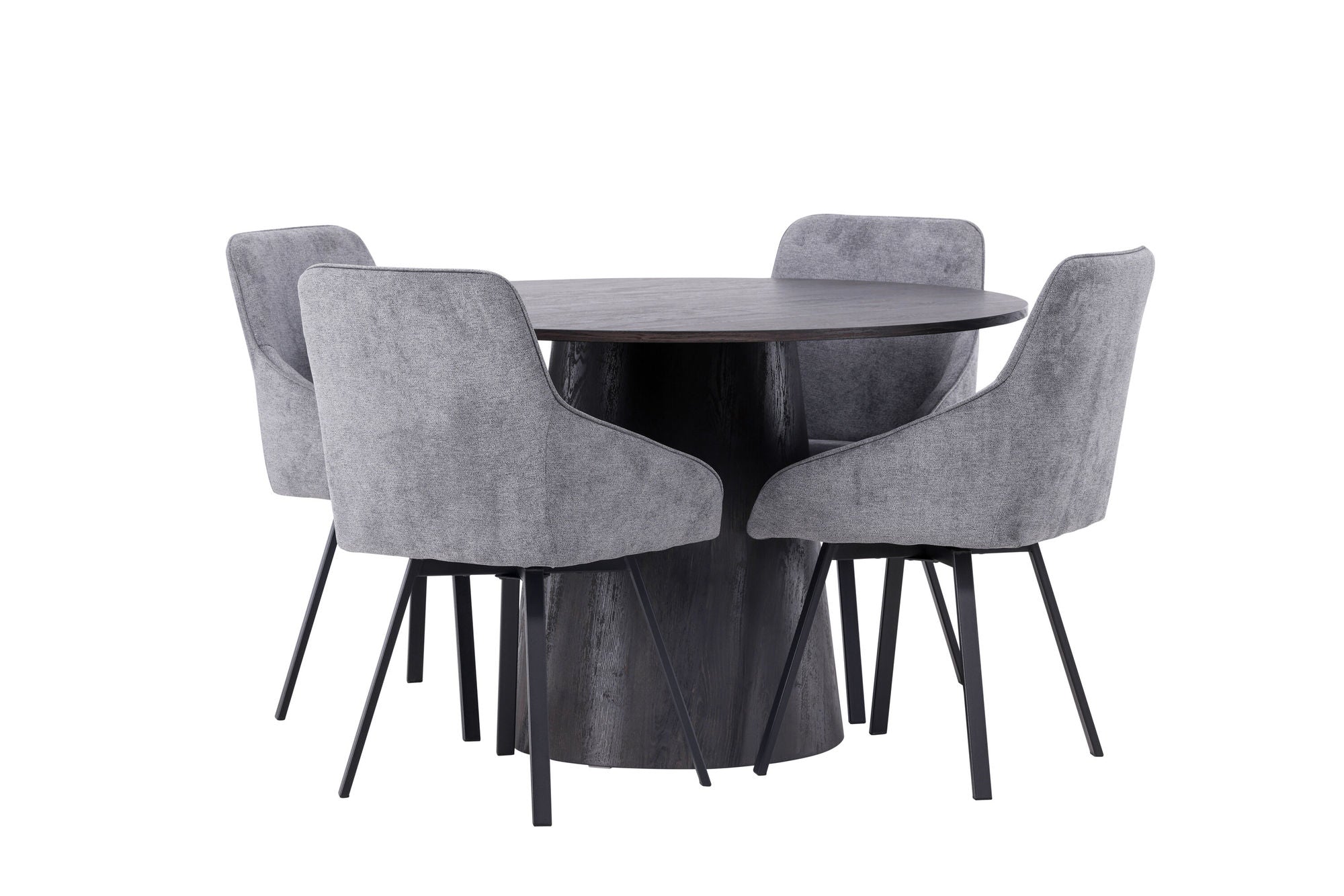 Venture Home Lanzo spisebord φ120 - Mocca/Mocca +Rosie Spisebordsstol - Black / Dark grey Fabric _4