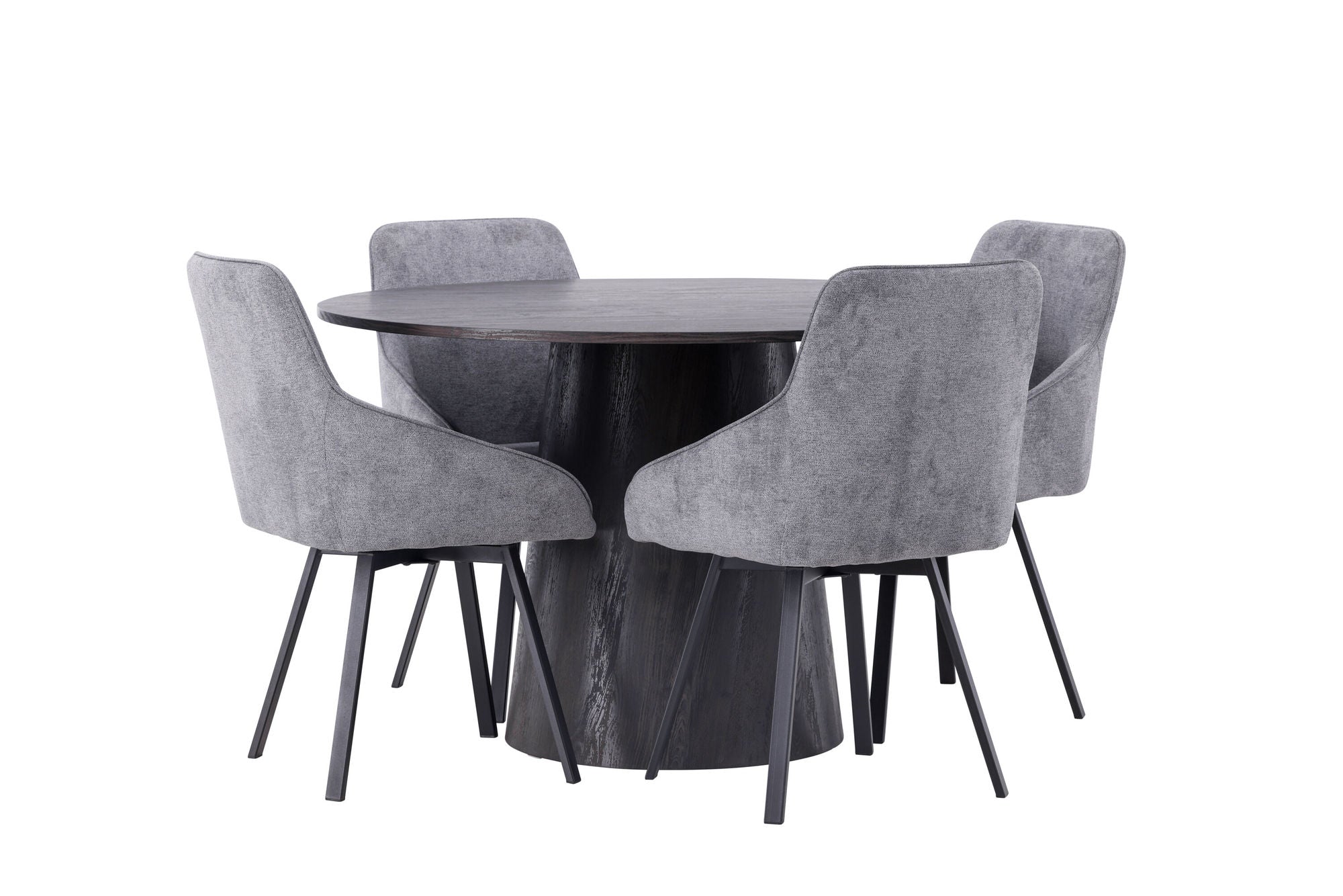 Venture Home Lanzo spisebord φ120 - Mocca/Mocca +Rosie Spisebordsstol - Black / Dark grey Fabric _4