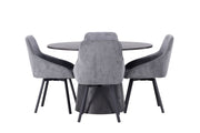 Venture Home Lanzo spisebord φ120 - Mocca/Mocca +Rosie Spisebordsstol - Black / Dark grey Fabric _4