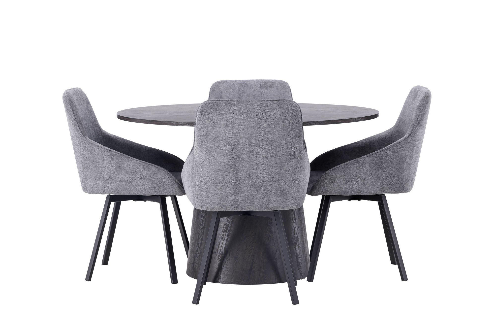 Venture Home Lanzo spisebord φ120 - Mocca/Mocca +Rosie Spisebordsstol - Black / Dark grey Fabric _4