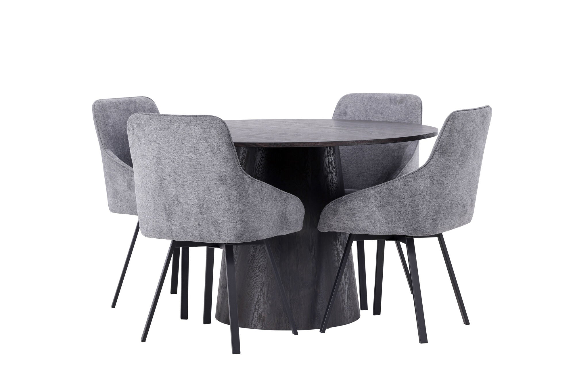 Venture Home Lanzo spisebord φ120 - Mocca/Mocca +Rosie Spisebordsstol - Black / Dark grey Fabric _4