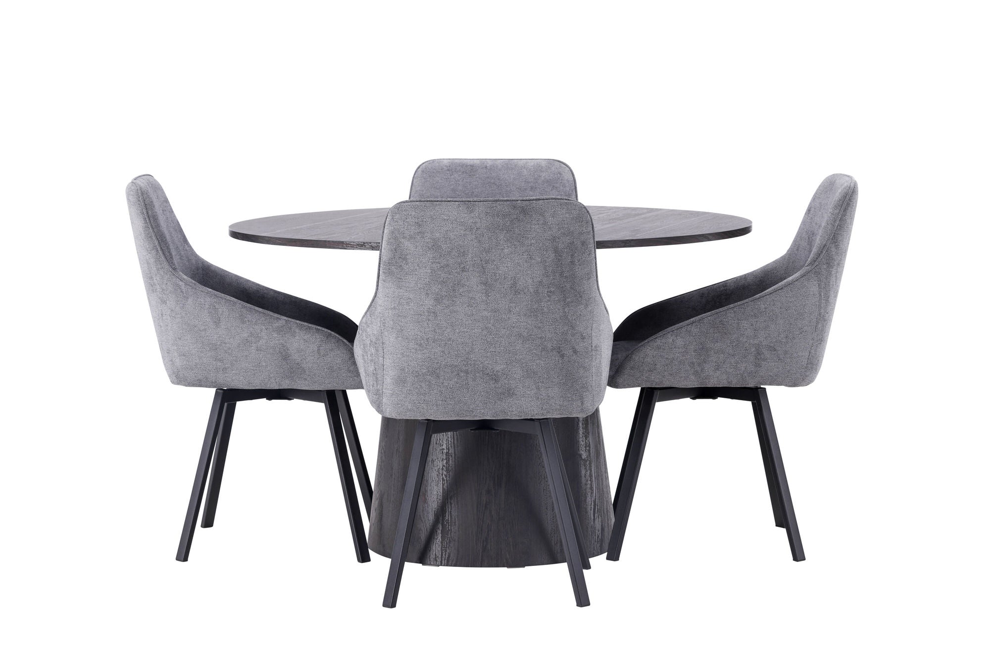 Venture Home Lanzo spisebord φ120 - Mocca/Mocca +Rosie Spisebordsstol - Black / Dark grey Fabric _4