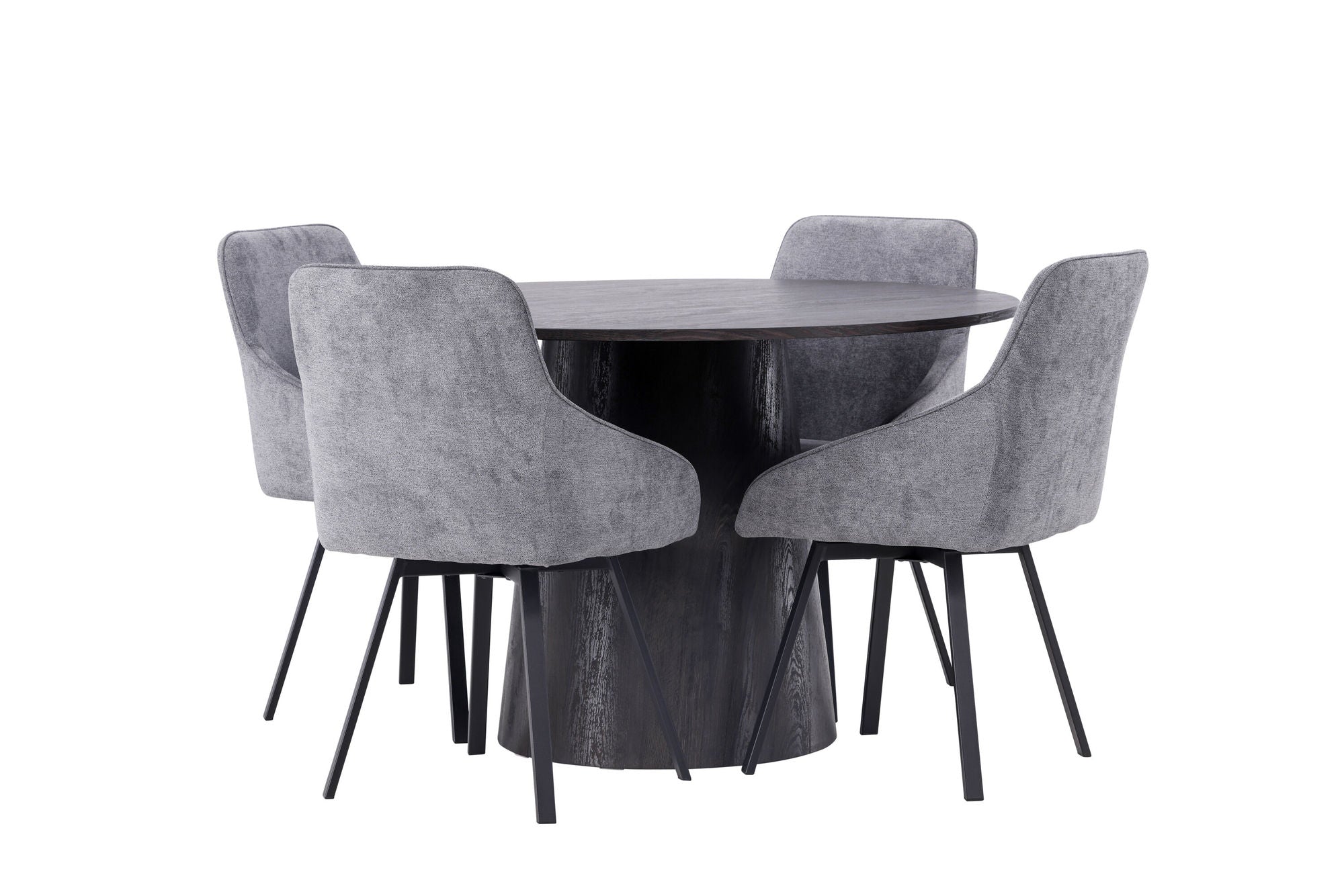 Venture Home Lanzo spisebord φ120 - Mocca/Mocca +Rosie Spisebordsstol - Black / Dark grey Fabric _4