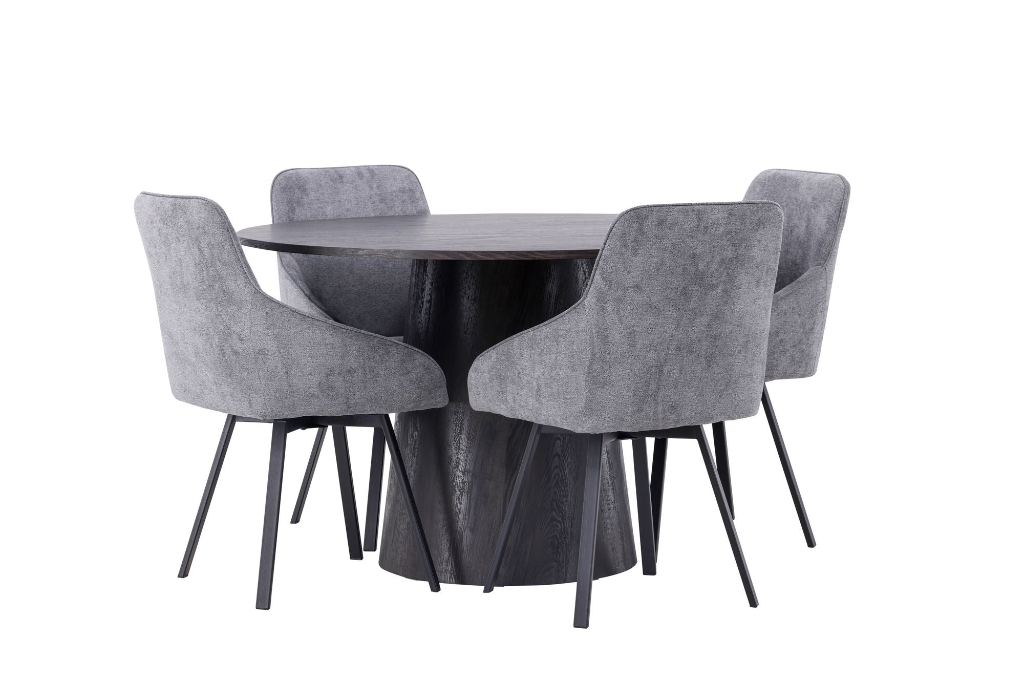 Venture Home Lanzo spisebord φ120 - Mocca/Mocca +Rosie Spisebordsstol - Black / Dark grey Fabric _4