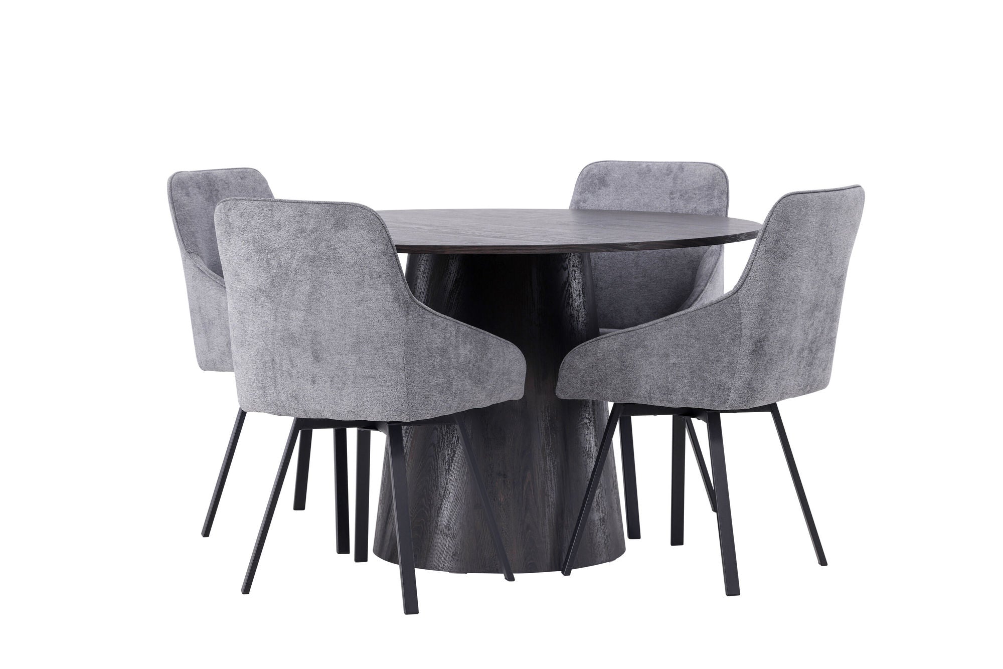 Venture Home Lanzo spisebord φ120 - Mocca/Mocca +Rosie Spisebordsstol - Black / Dark grey Fabric _4
