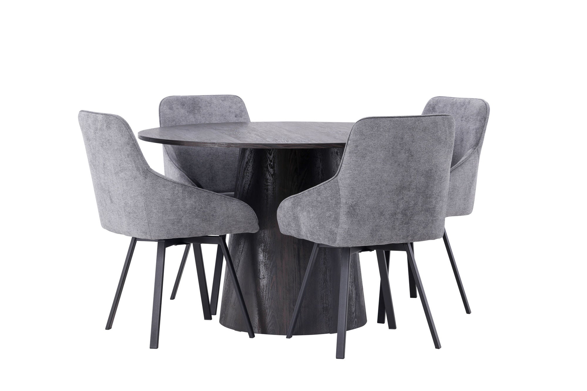 Venture Home Lanzo spisebord φ120 - Mocca/Mocca +Rosie Spisebordsstol - Black / Dark grey Fabric _4