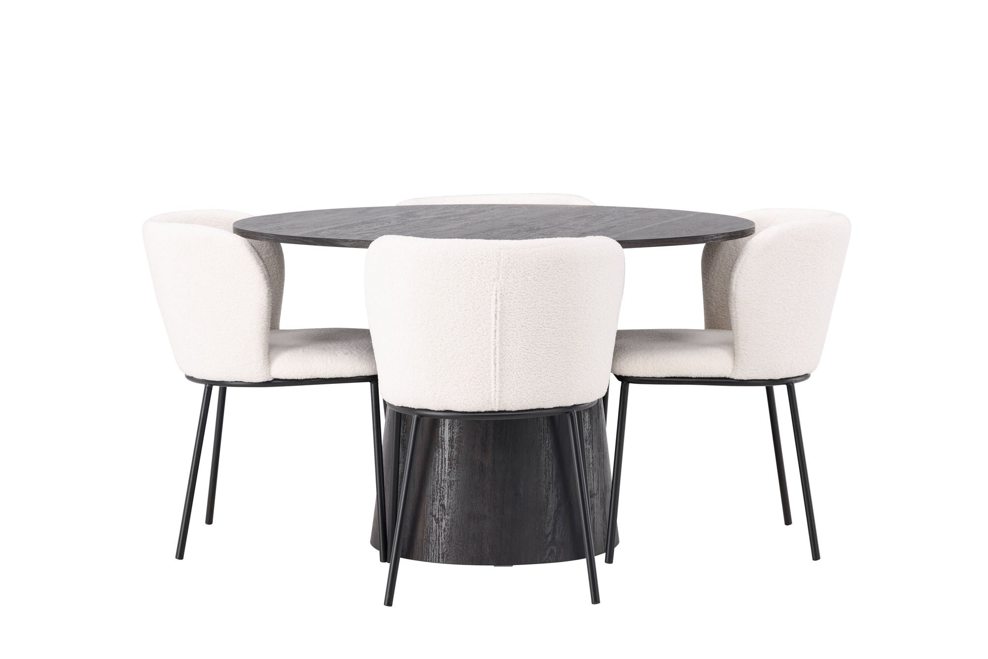 Venture Home Lanzo spisebord φ120 - Mocca/Mocca +Edina Spisebordsstol - Black / White Boucle _4