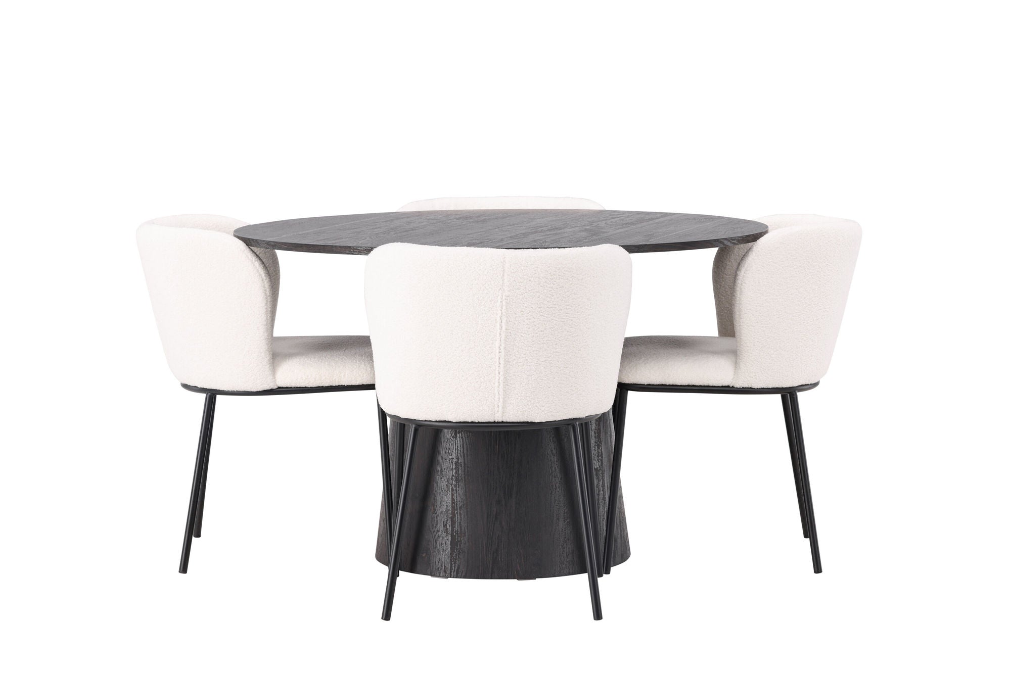 Venture Home Lanzo spisebord φ120 - Mocca/Mocca +Edina Spisebordsstol - Black / White Boucle _4