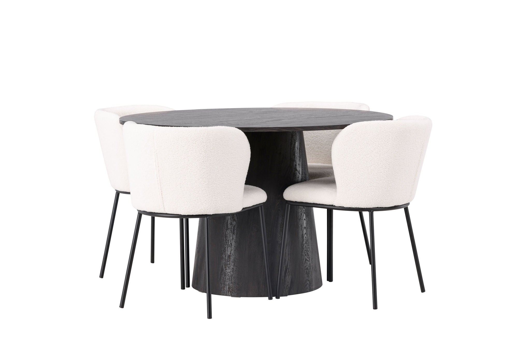 Venture Home Lanzo spisebord φ120 - Mocca/Mocca +Edina Spisebordsstol - Black / White Boucle _4