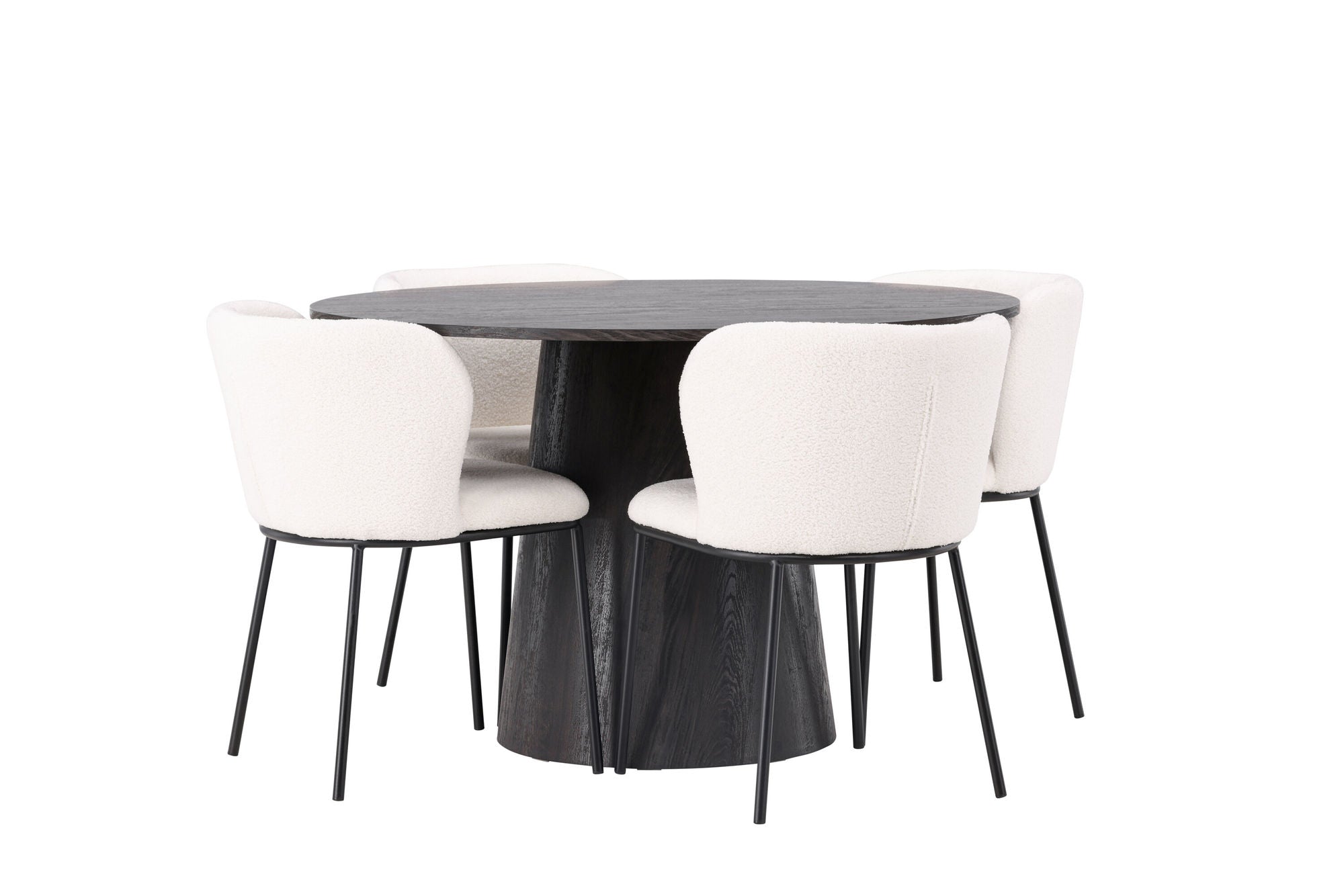 Venture Home Lanzo spisebord φ120 - Mocca/Mocca +Edina Spisebordsstol - Black / White Boucle _4