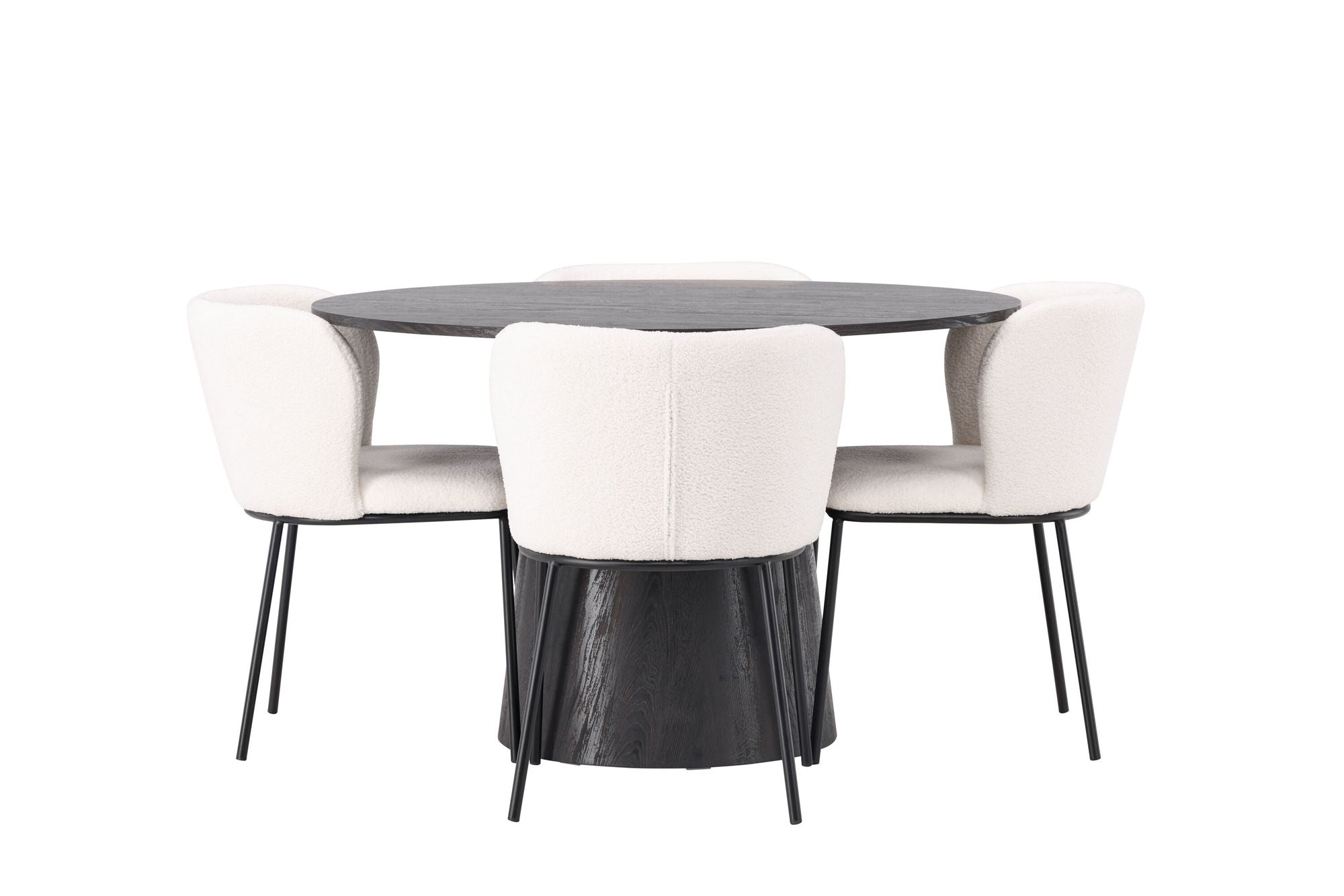 Venture Home Lanzo spisebord φ120 - Mocca/Mocca +Edina Spisebordsstol - Black / White Boucle _4