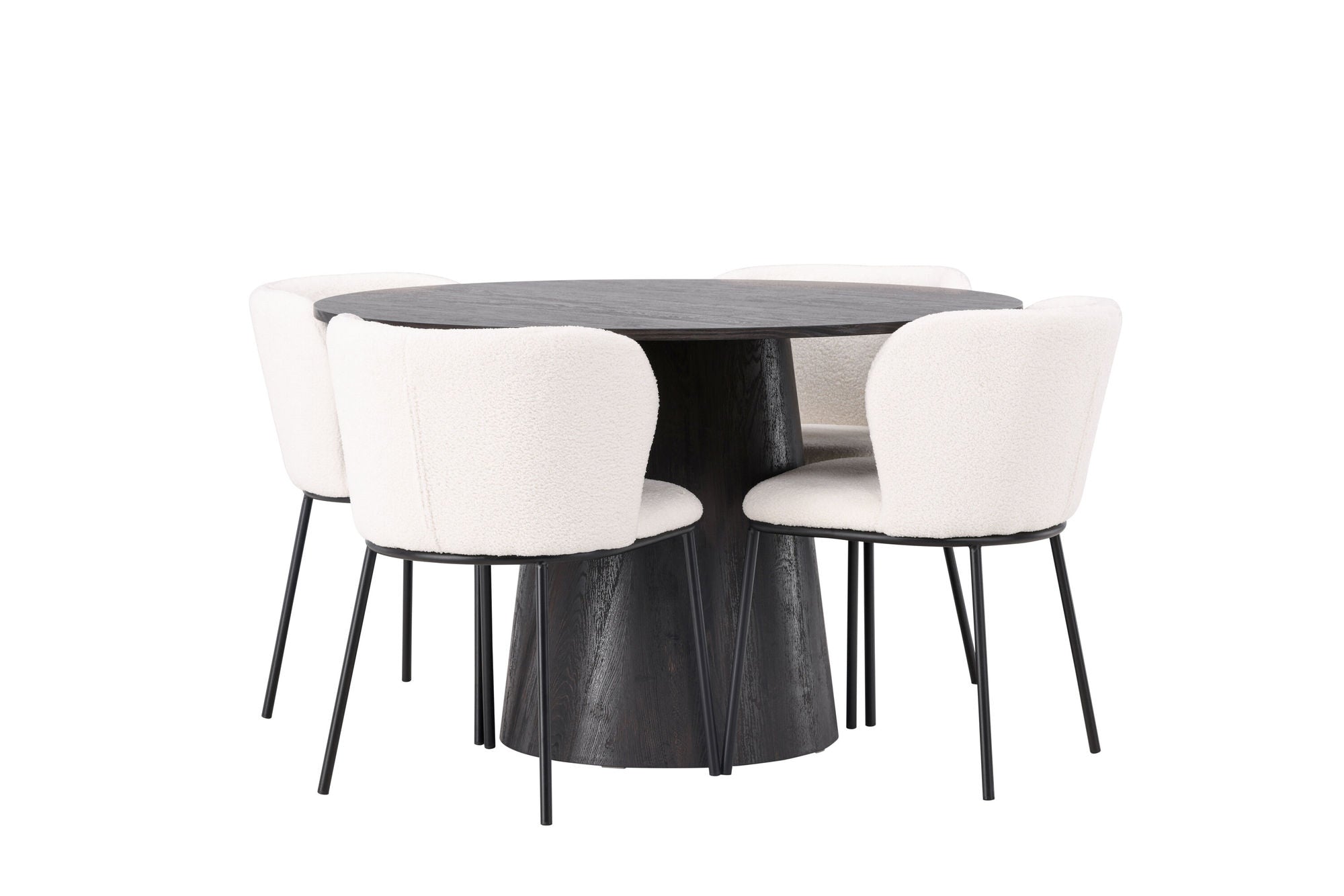 Venture Home Lanzo spisebord φ120 - Mocca/Mocca +Edina Spisebordsstol - Black / White Boucle _4