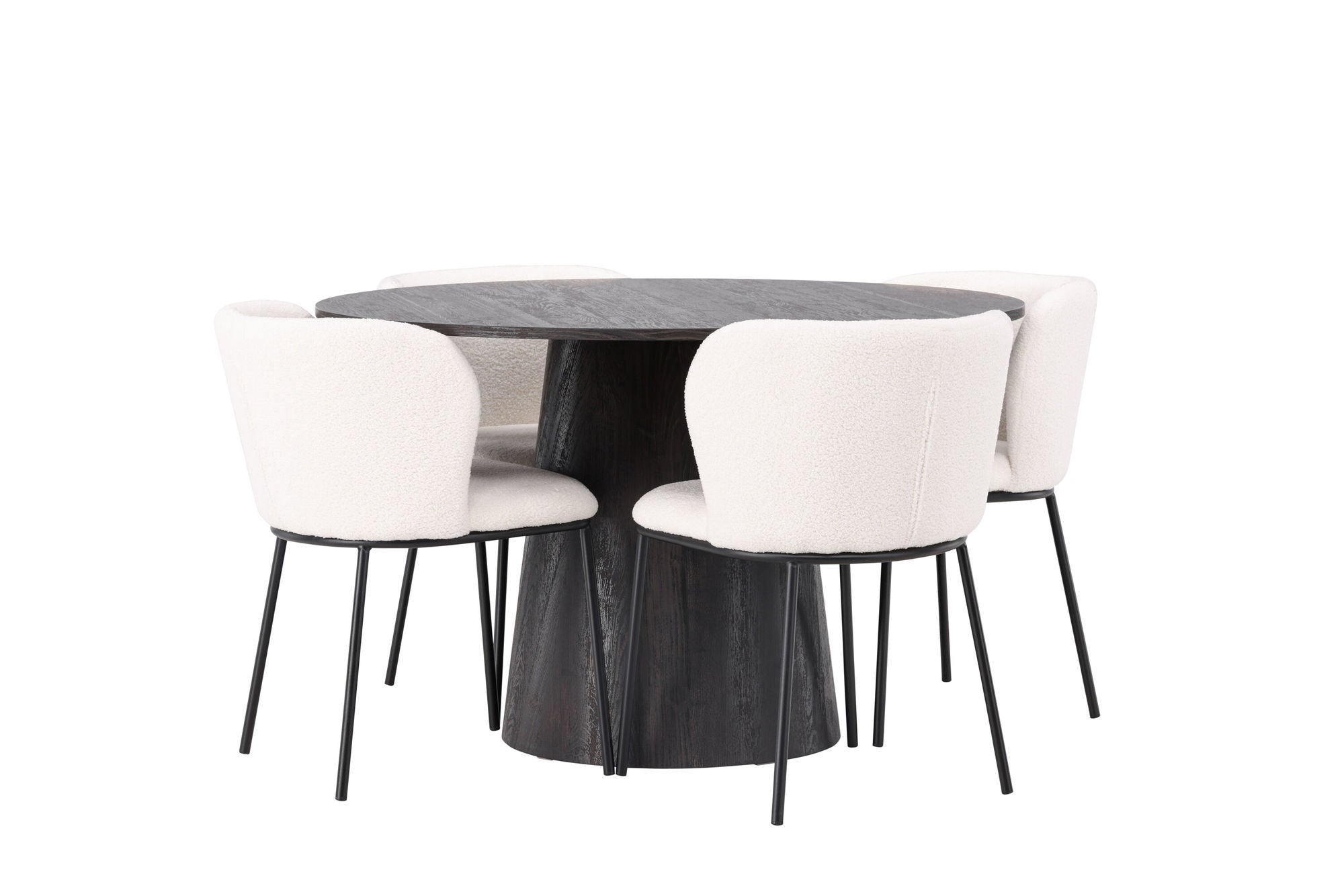 Venture Home Lanzo spisebord φ120 - Mocca/Mocca +Edina Spisebordsstol - Black / White Boucle _4