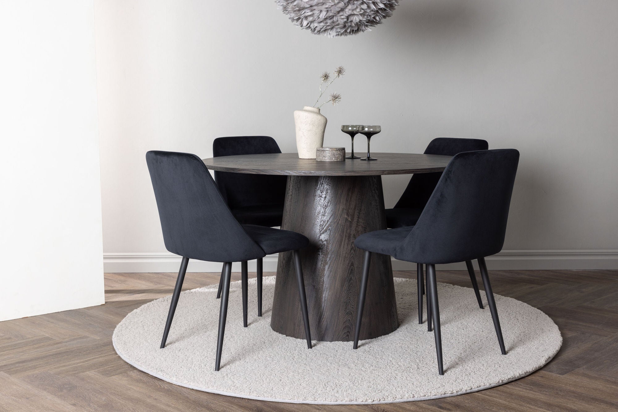 Venture Home Lanzo spisebord φ120 - Mocca/Mocca +Night Spisebordsstol - Black / Black Velvet _4