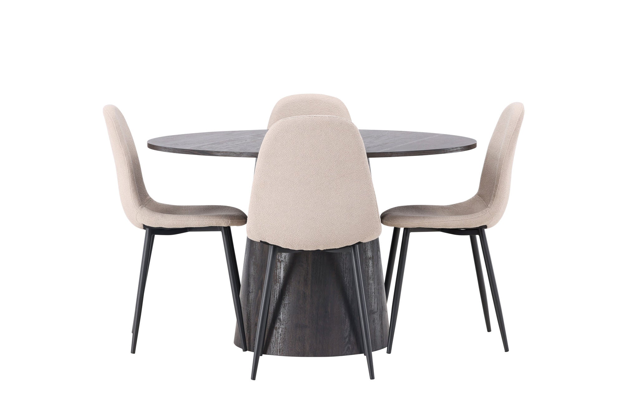 Venture Home Lanzo spisebord φ120 - Mocca/Mocca +Polar Spisebordsstol - Black / Beige Boucle _4